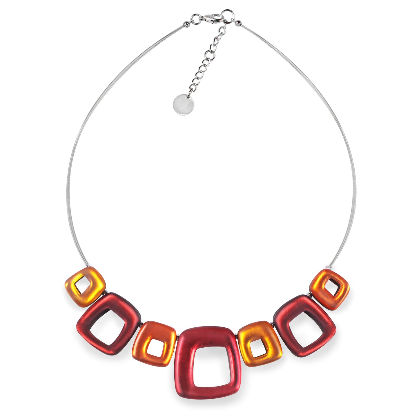 Sangria Hollow Squares Matte Necklace | The Jewellery Stop