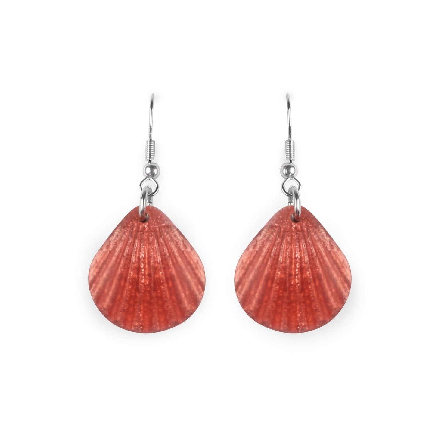 Peach Scallop Matte Small Fish Hook Earrings | The Jewellery Stop