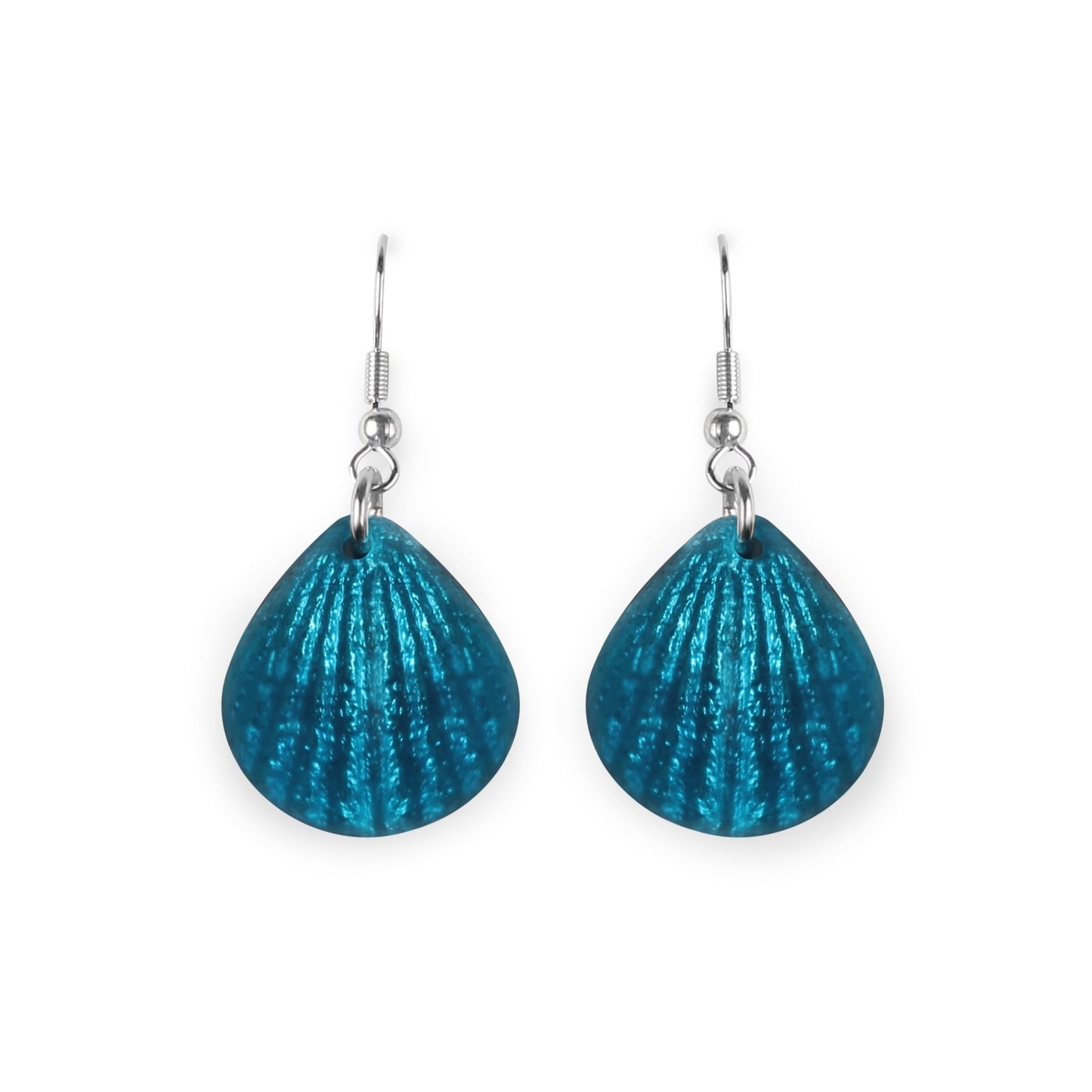 Turquoise Scallop Matte Small Fish Hook Earrings | The Jewellery Stop
