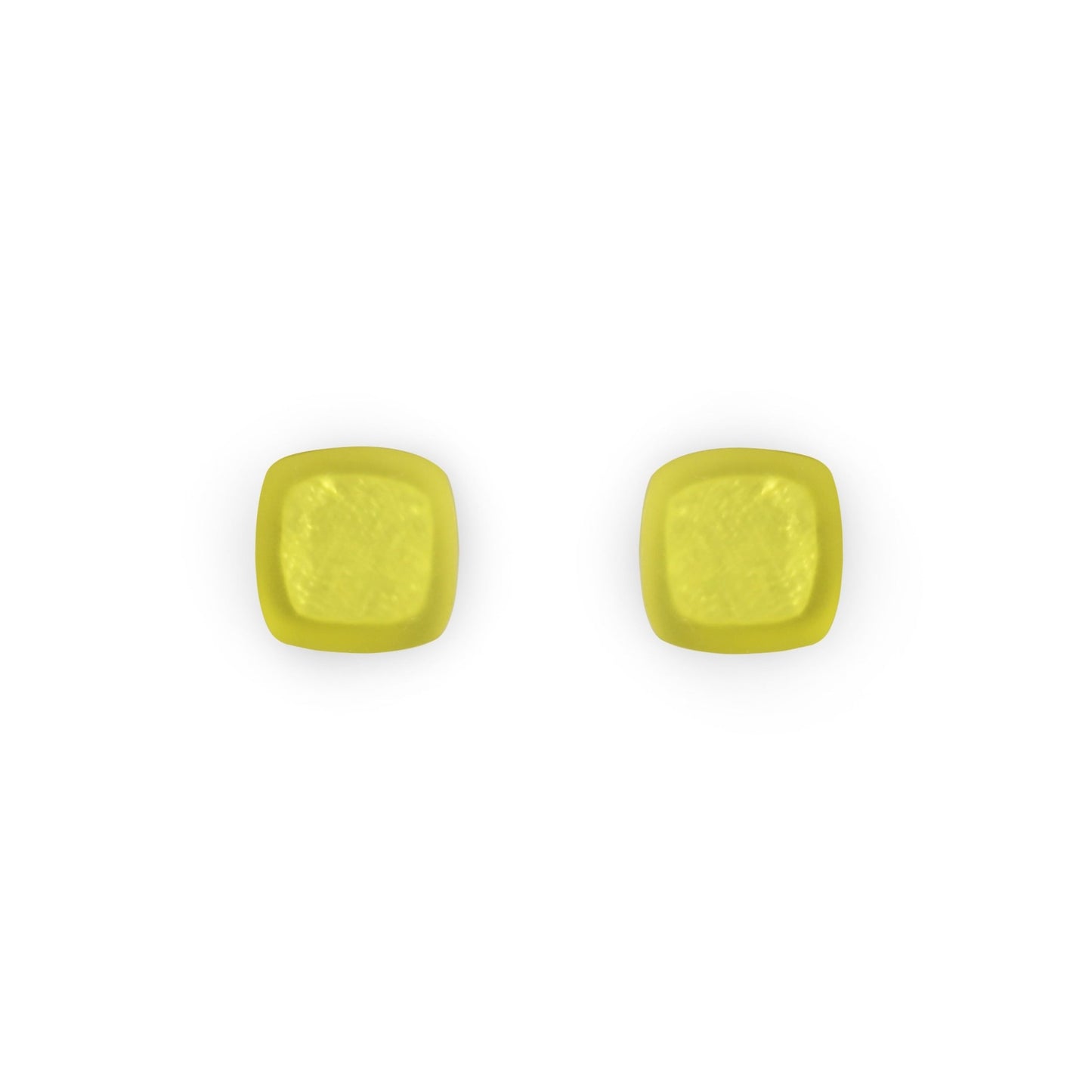 Lime Abstract Squares Matte Stud Earrings | The Jewellery Stop
