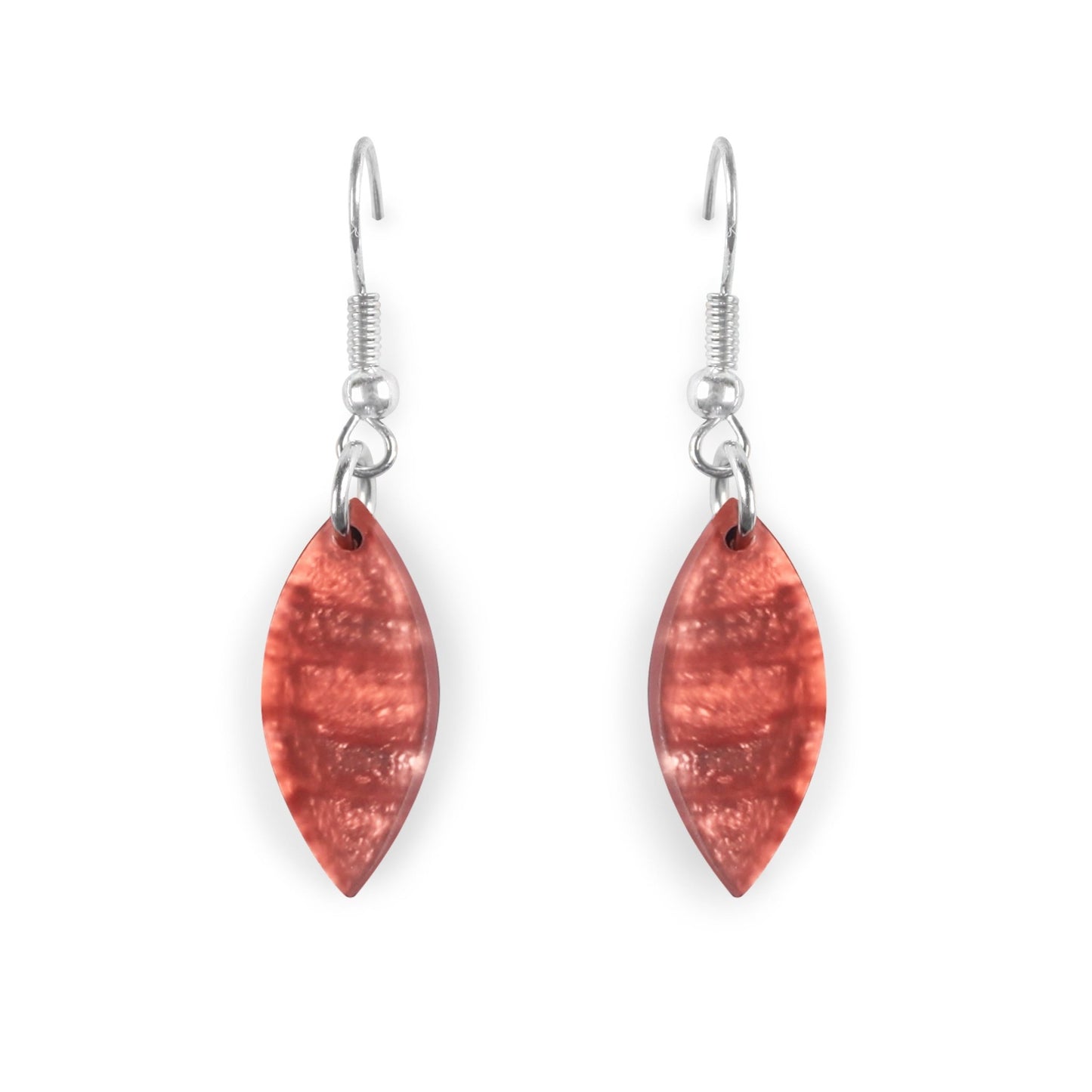 Peach Tribal Leaf Matte Medium Fish Hook Earrings | The Jewellery Stop