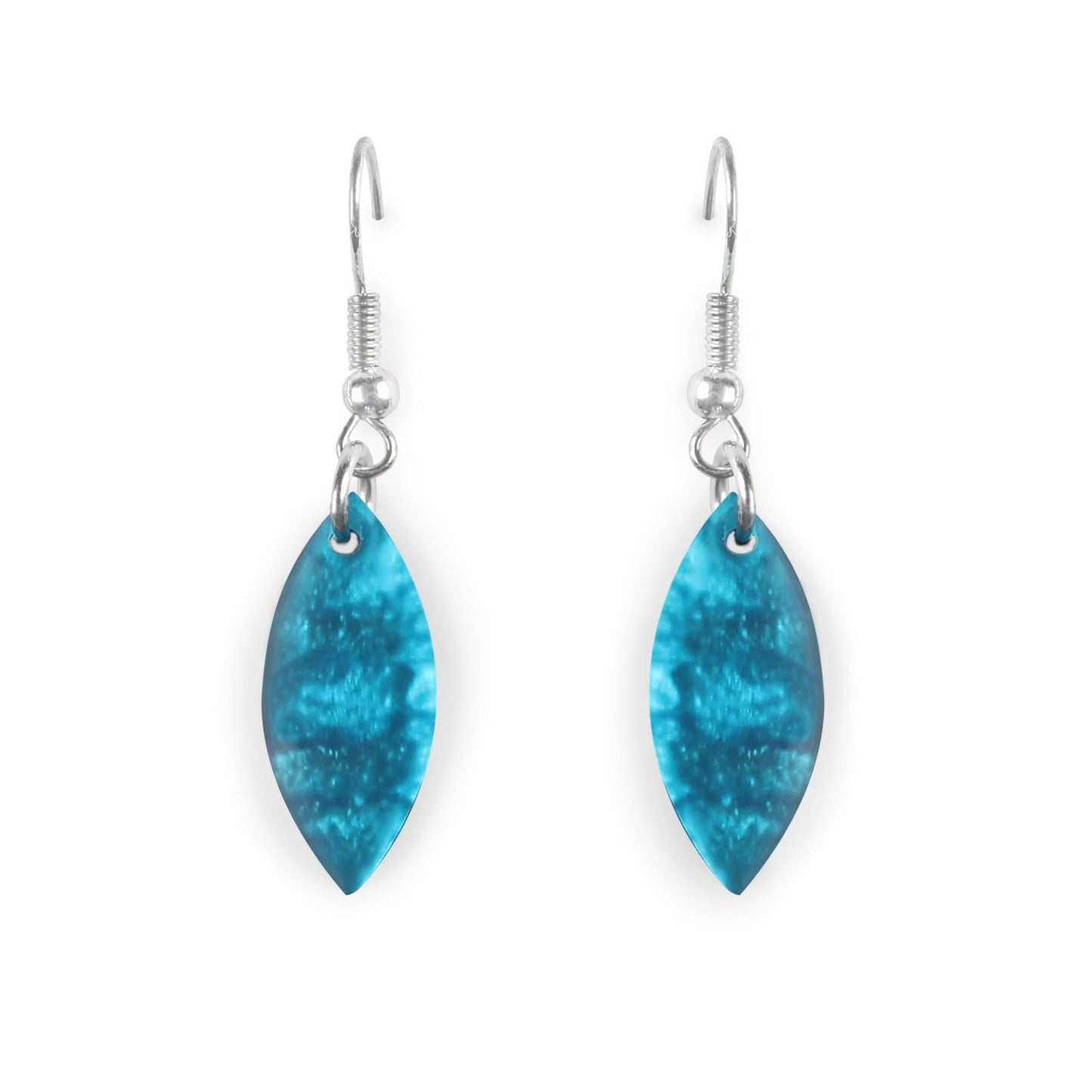 Turquoise Tribal Leaf Matte Medium Fish Hook Earrings | The Jewellery Stop
