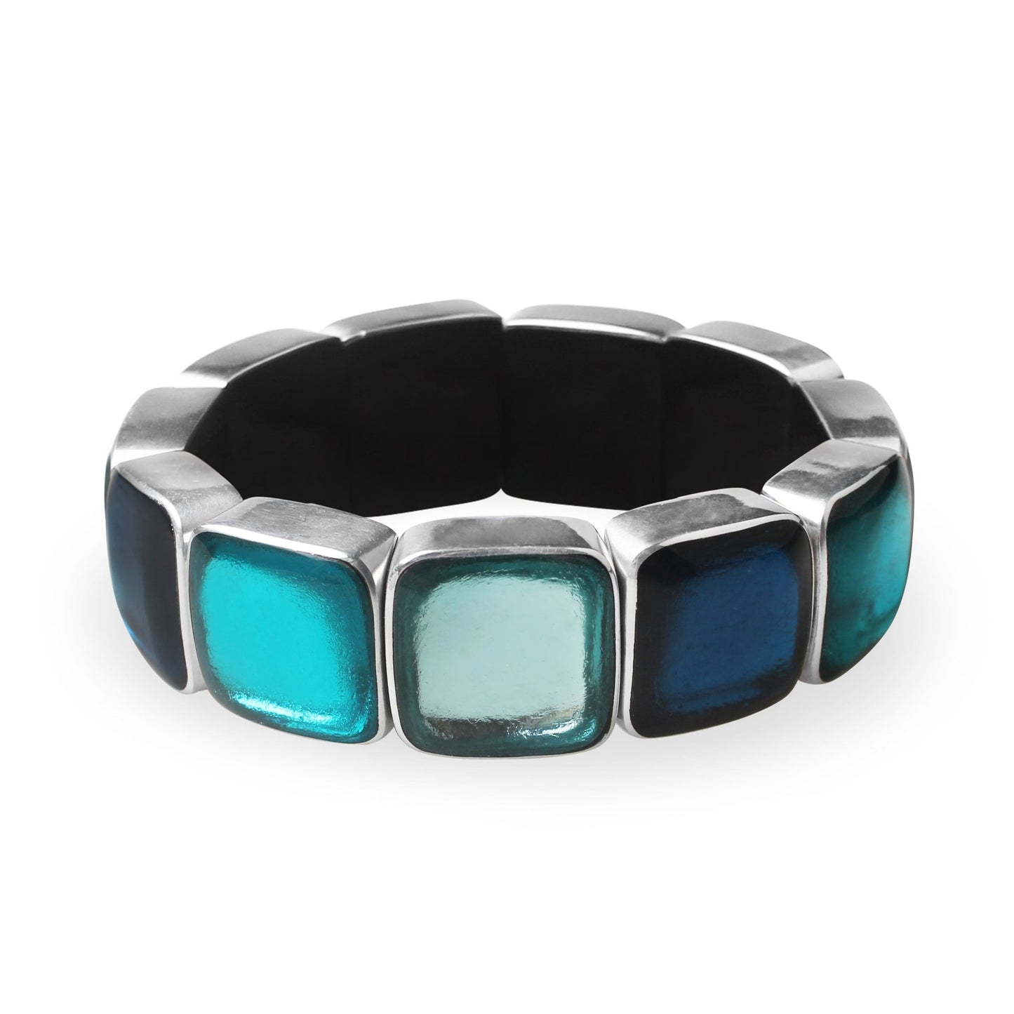 Teal Aluminium Squares Shiny Bangle | The Jewellery Stop