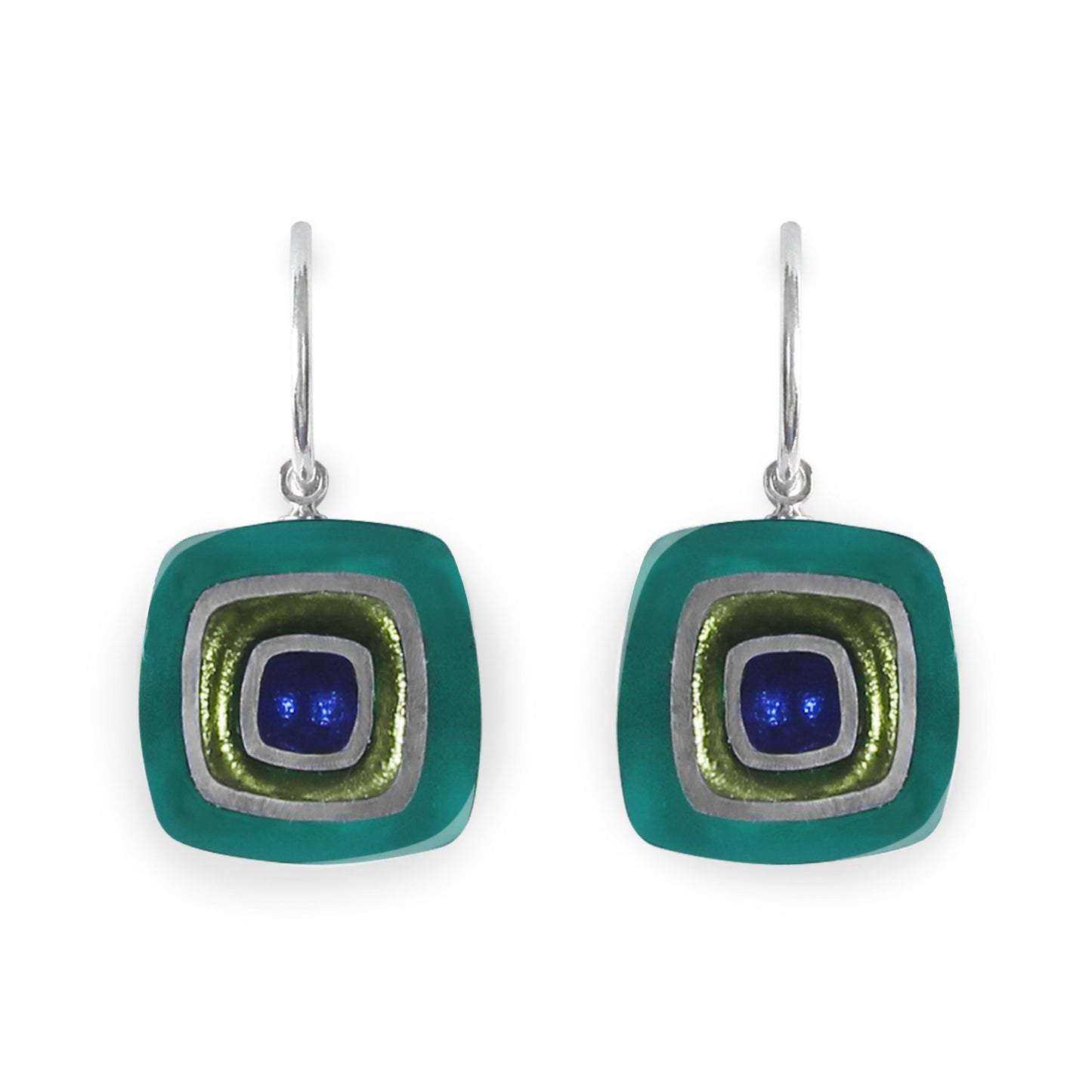 Everglade Abstract Squares Shiny Creole Earrings | The Jewellery Stop