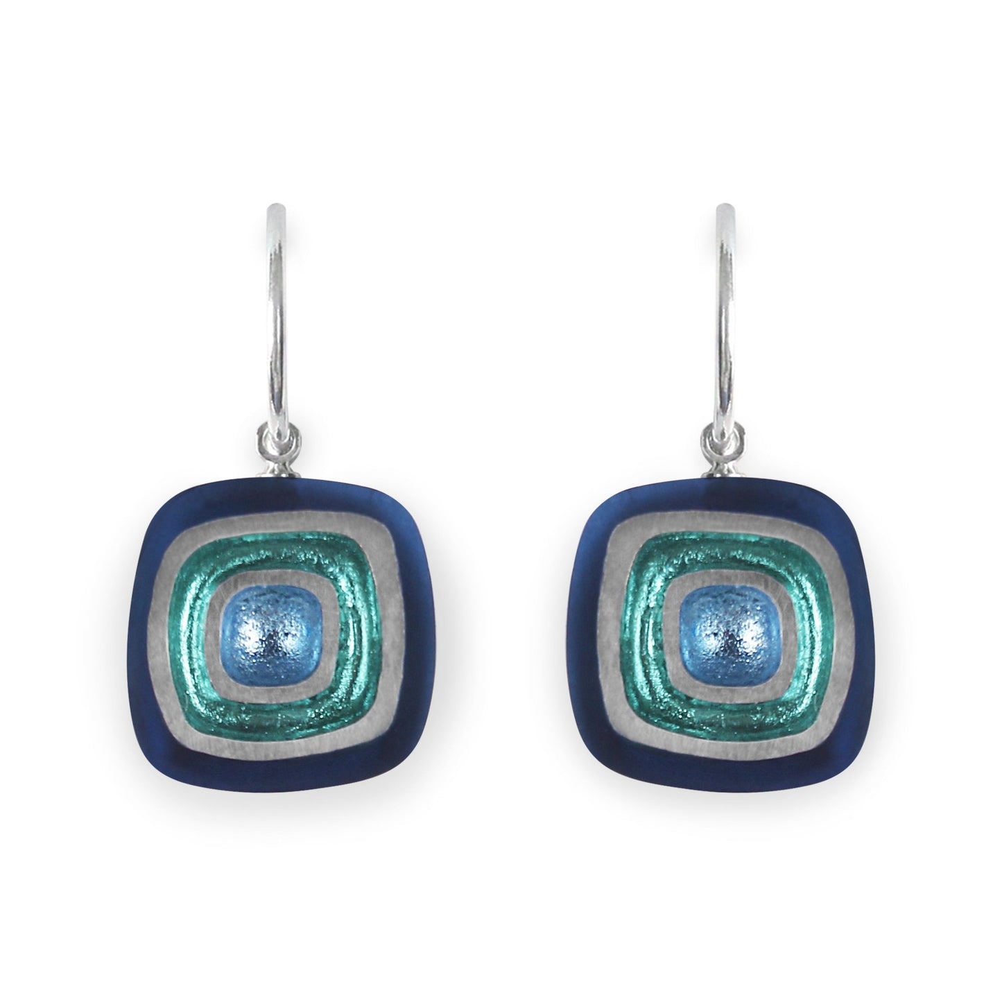 Pacific Abstract Squares Shiny Creole Earrings | The Jewellery Stop