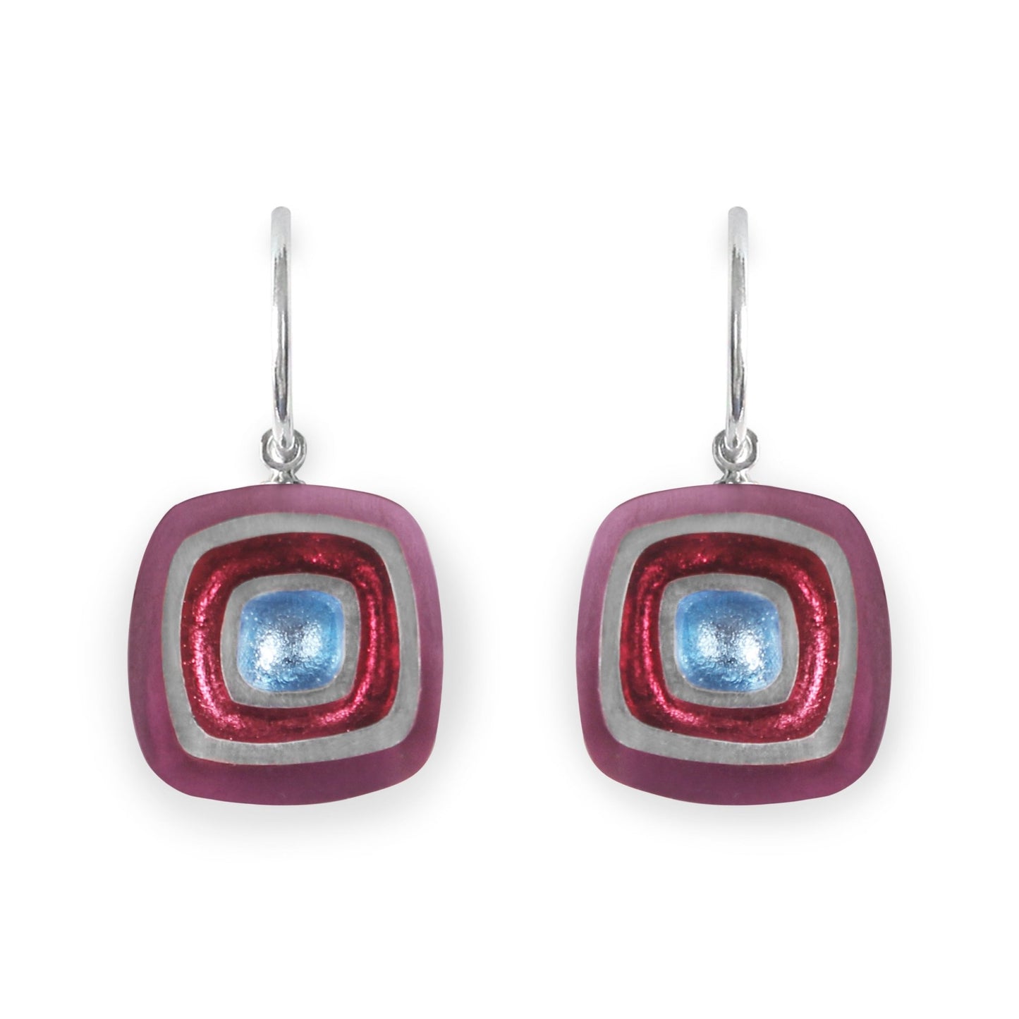 Rainbow Abstract Squares Shiny Creole Earrings | The Jewellery Stop