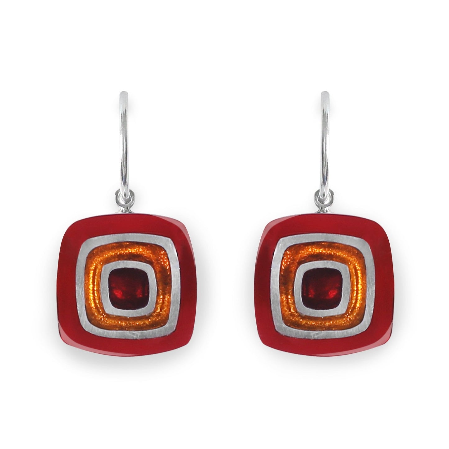 Sangria Abstract Squares Shiny Creole Earrings | The Jewellery Stop