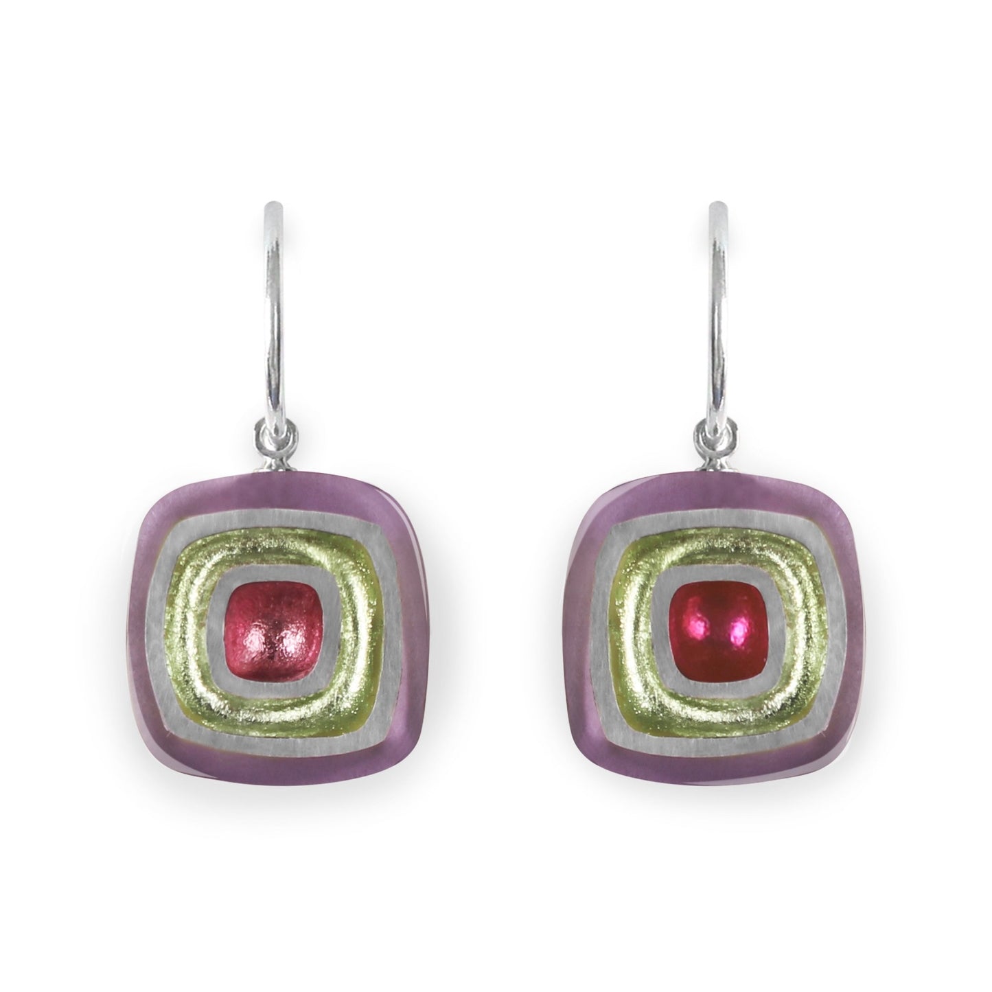 Sherbet Abstract Squares Shiny Creole Earrings | The Jewellery Stop