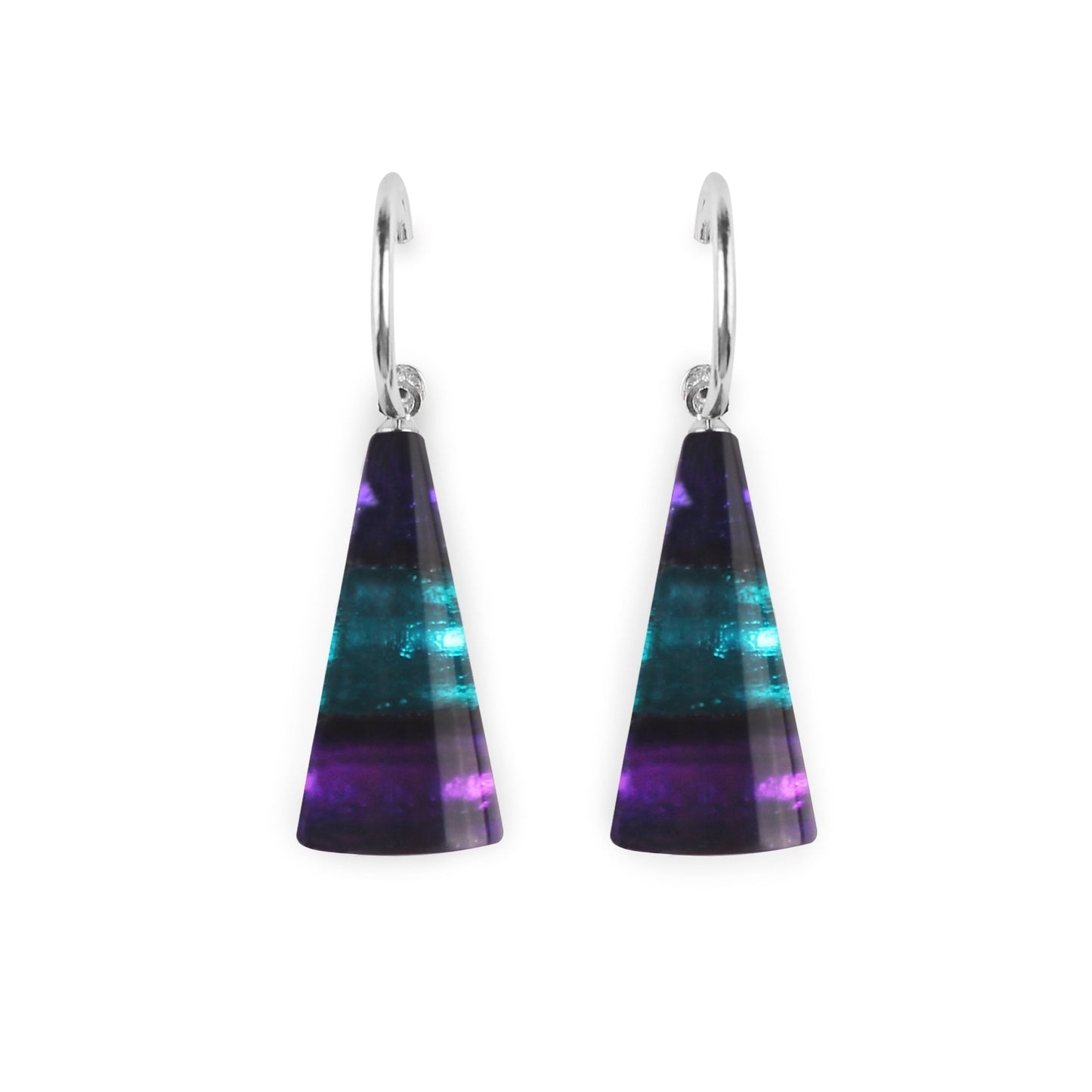 Peacock Deco Triangle Shiny Creole Earrings | The Jewellery Stop