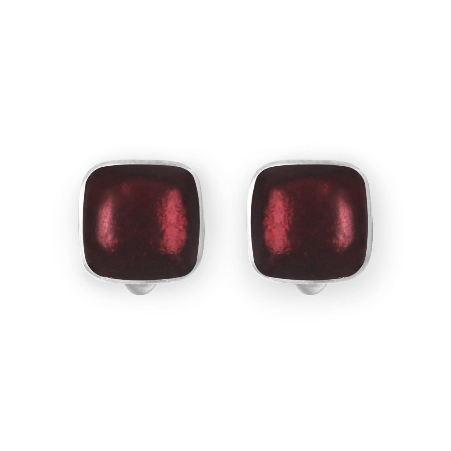 Cassis Aluminium Squares Shiny Clip Earrings | The Jewellery Stop