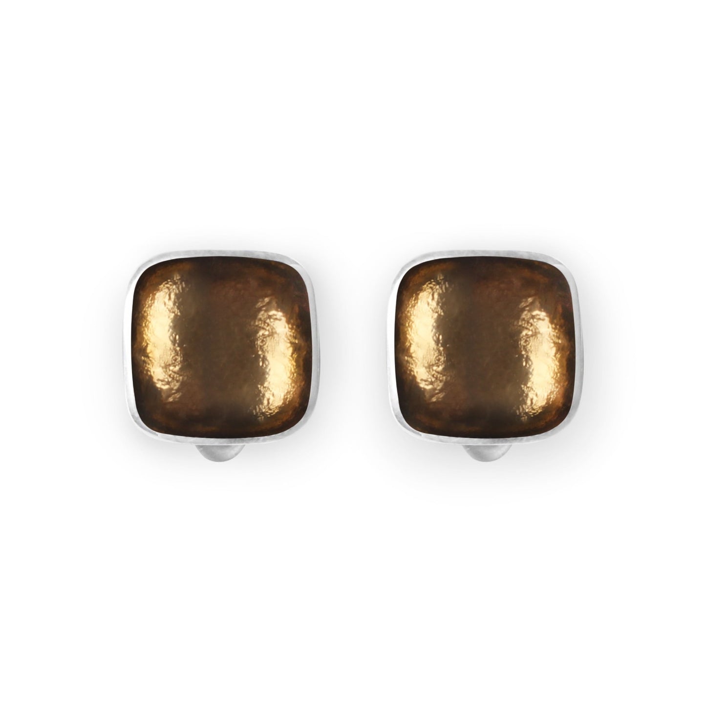 Gold Aluminium Squares Shiny Clip Earrings | The Jewellery Stop