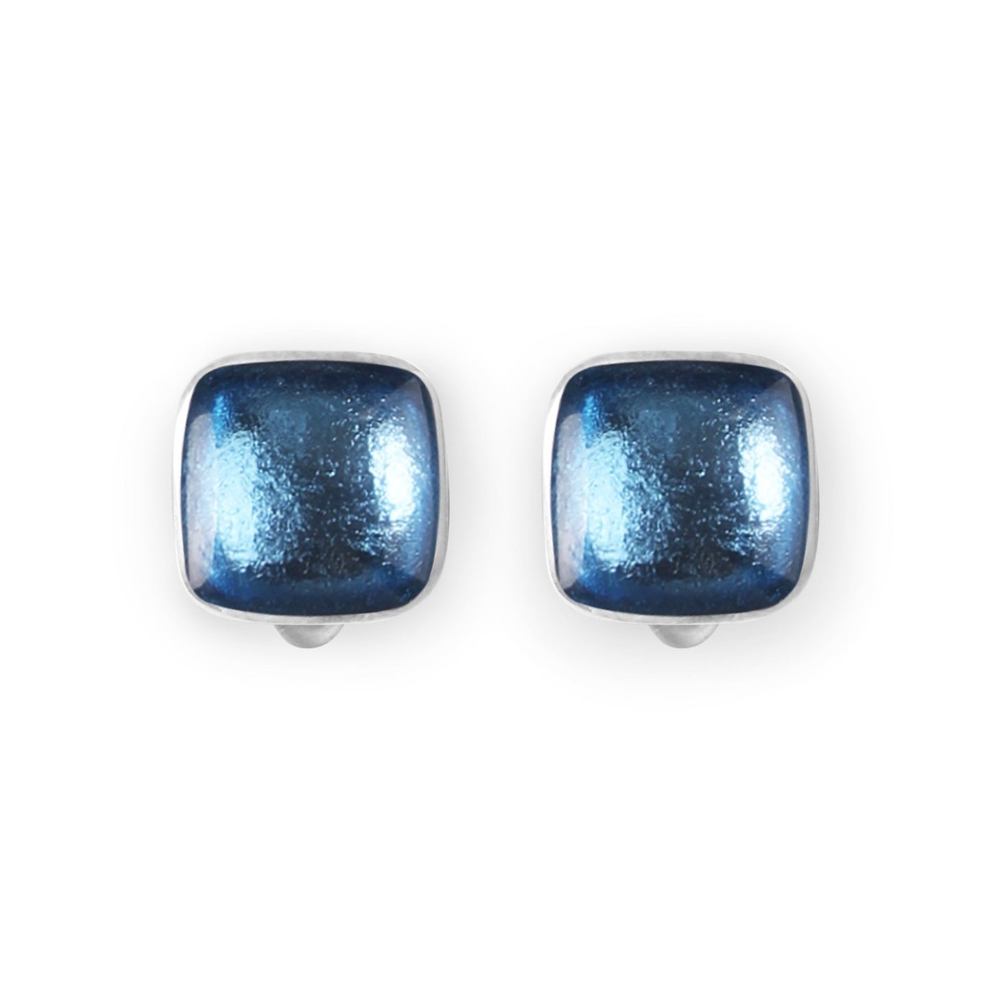 Ice Aluminium Squares Shiny Clip Earrings | The Jewellery Stop