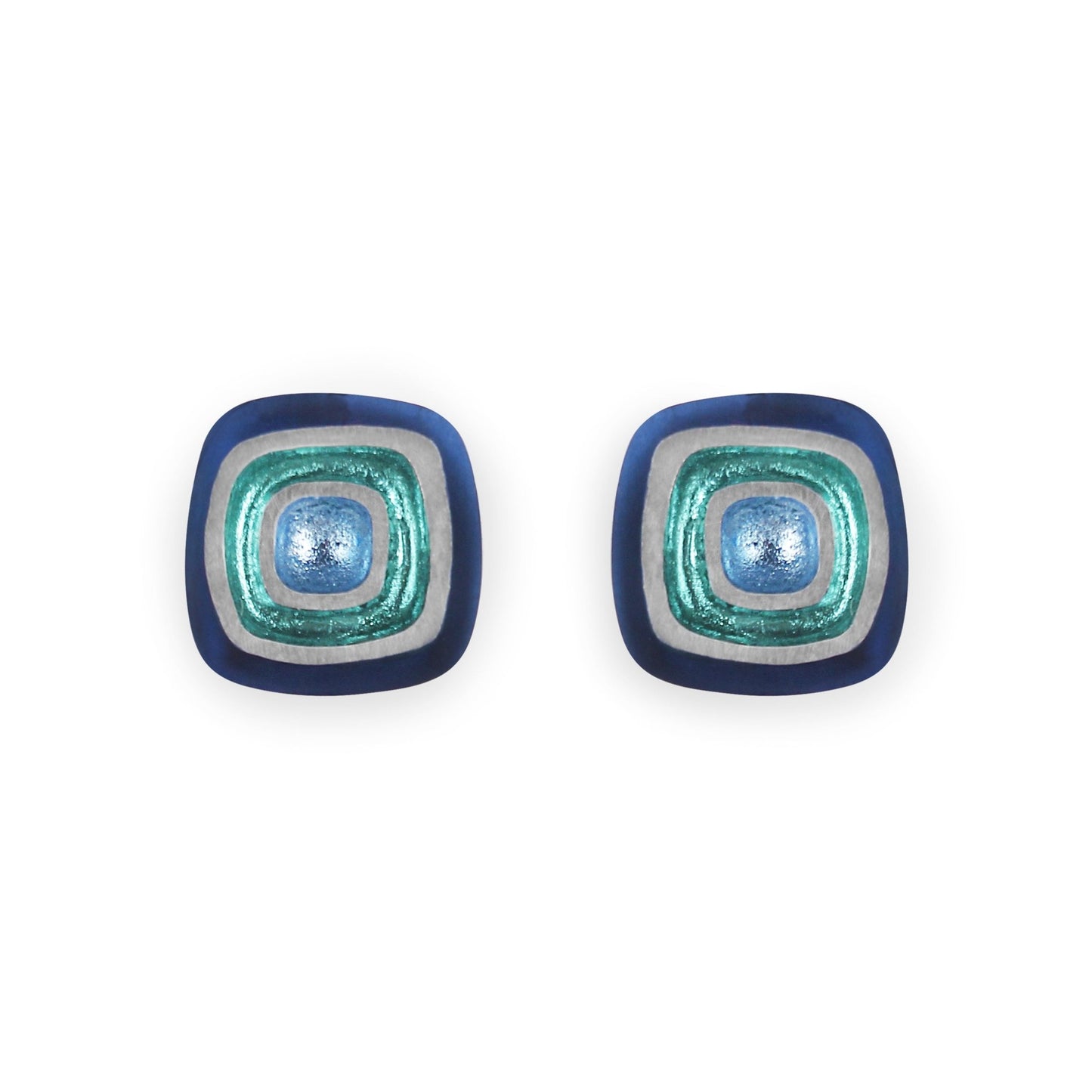Pacific Abstract Squares Shiny Clip Earrings | The Jewellery Stop