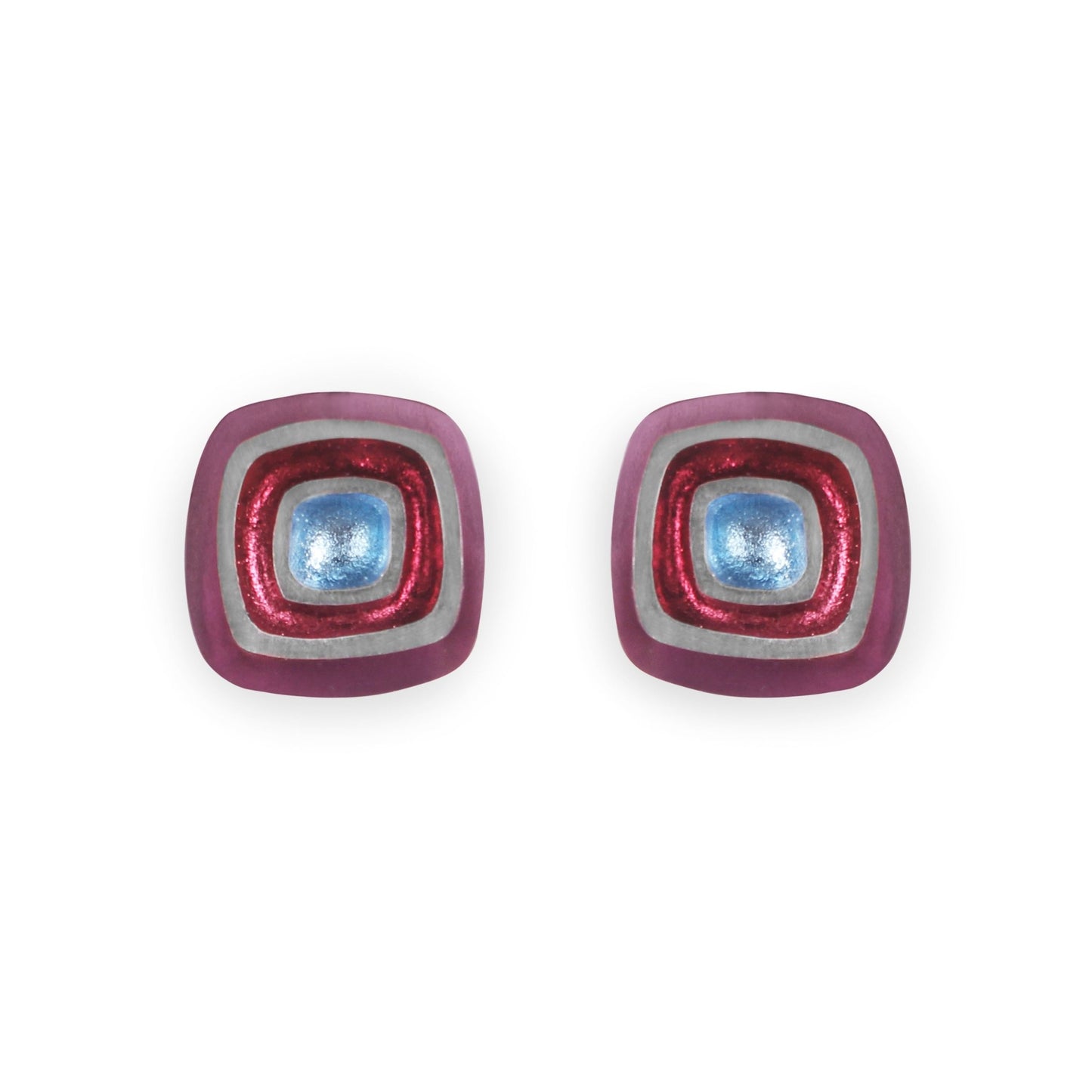 Rainbow Abstract Squares Shiny Clip Earrings | The Jewellery Stop