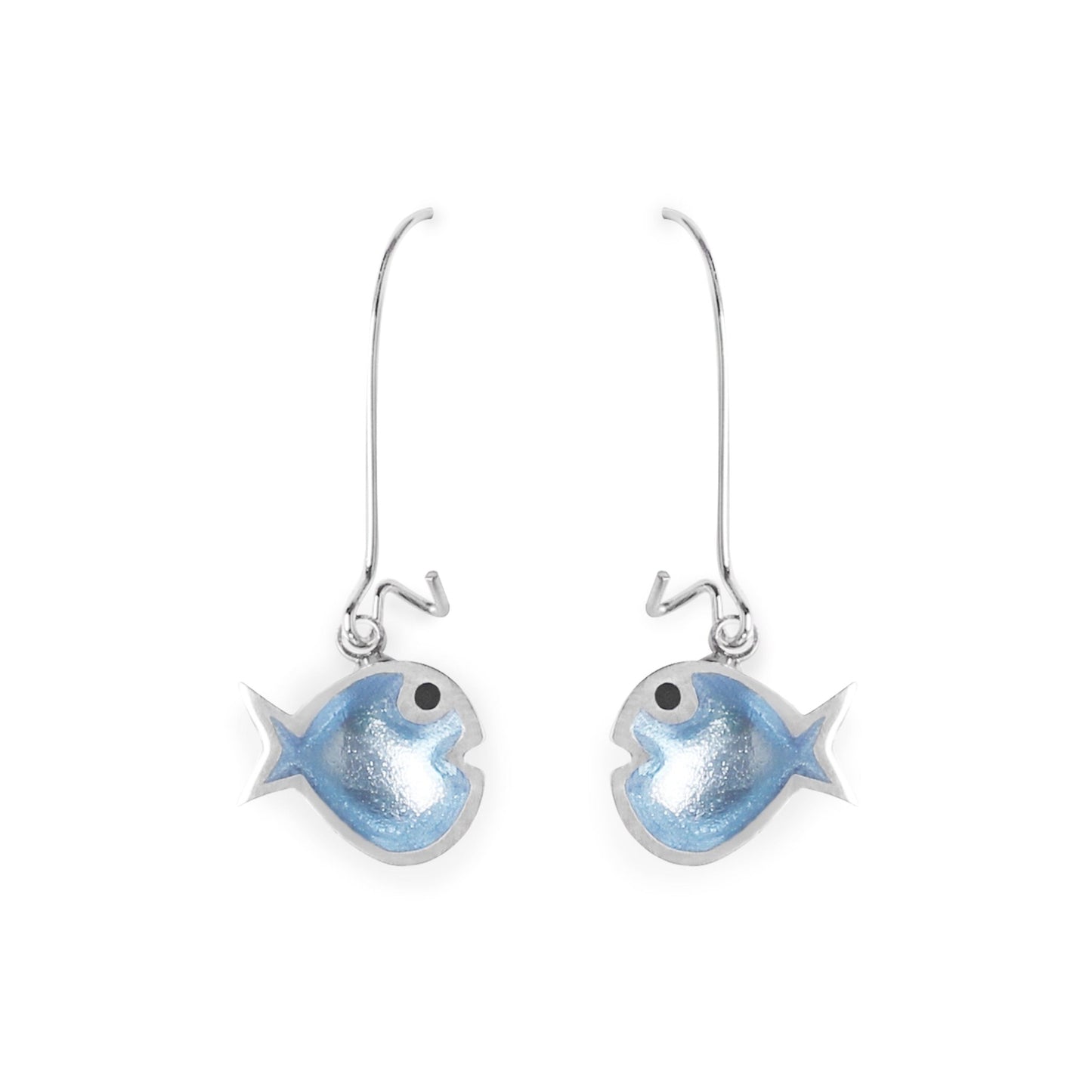 Blue Bubble Fish Shiny Long Hook Earrings | The Jewellery Stop