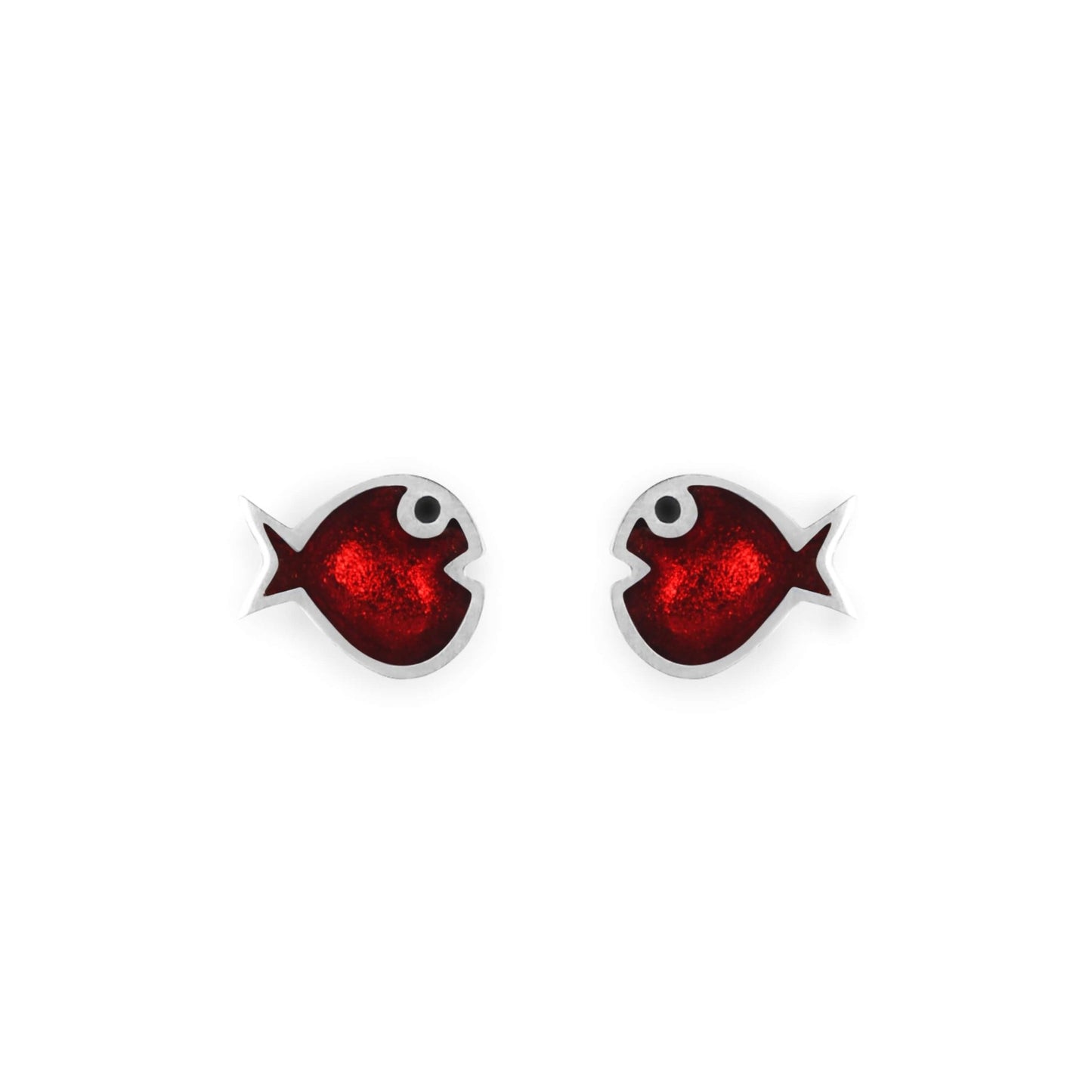 Red Bubble Fish Shiny Stud Earrings | The Jewellery Stop