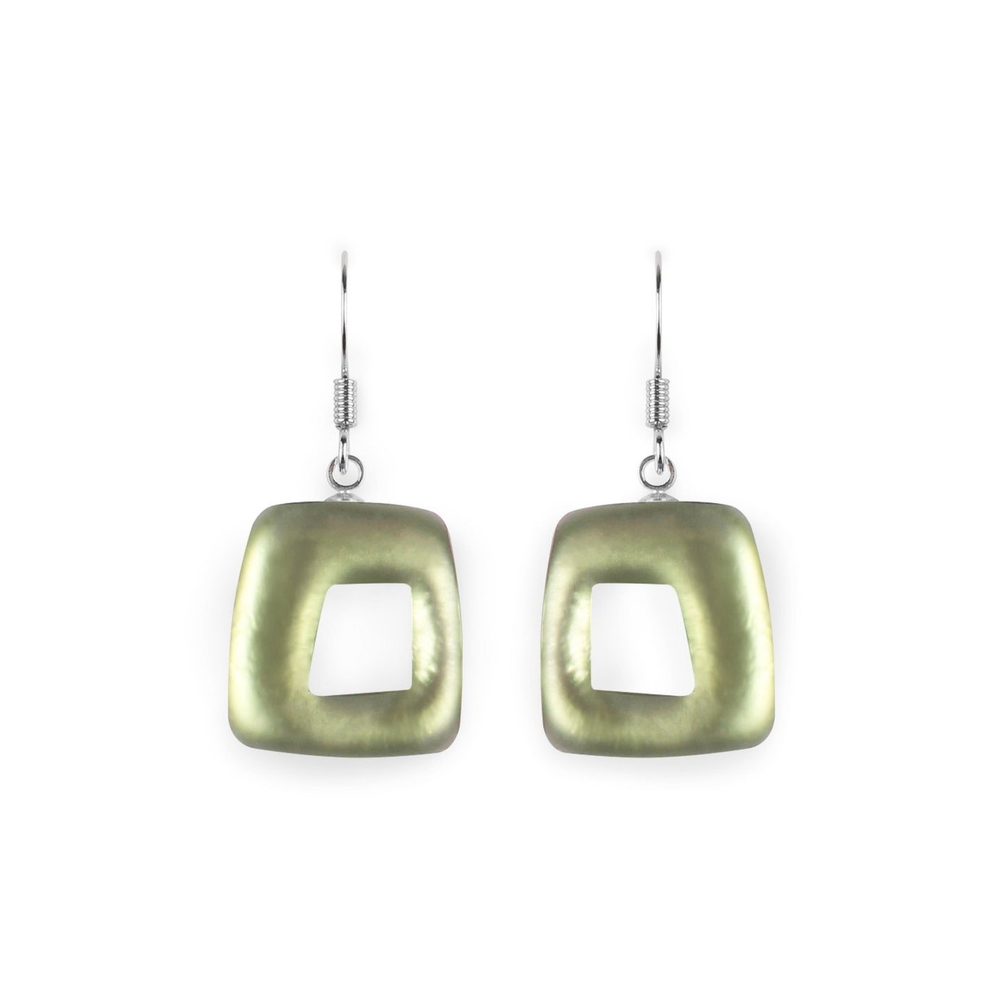 Everglade Hollow Squares Matte Small Fish Hook Earrings | The Jewellery Stop