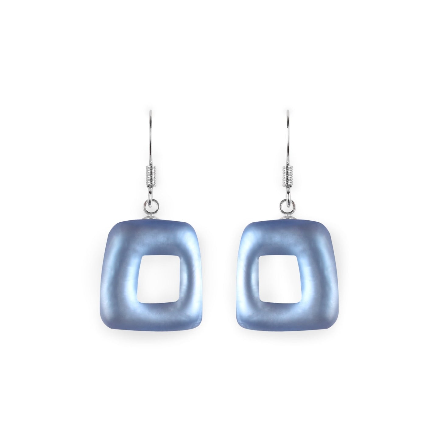 Lupin Hollow Squares Matte Small Fish Hook Earrings | The Jewellery Stop