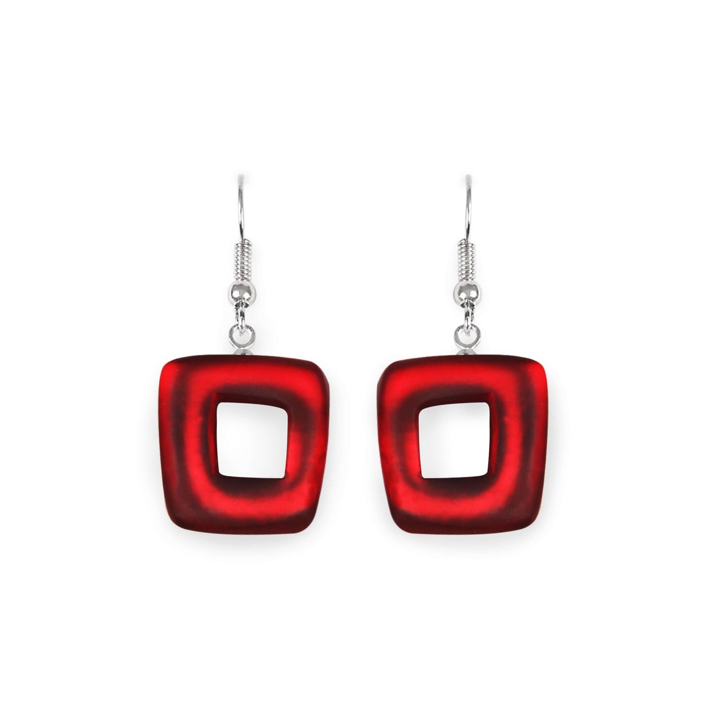 Maple Hollow Squares Matte Small Fish Hook Earrings | The Jewellery Stop