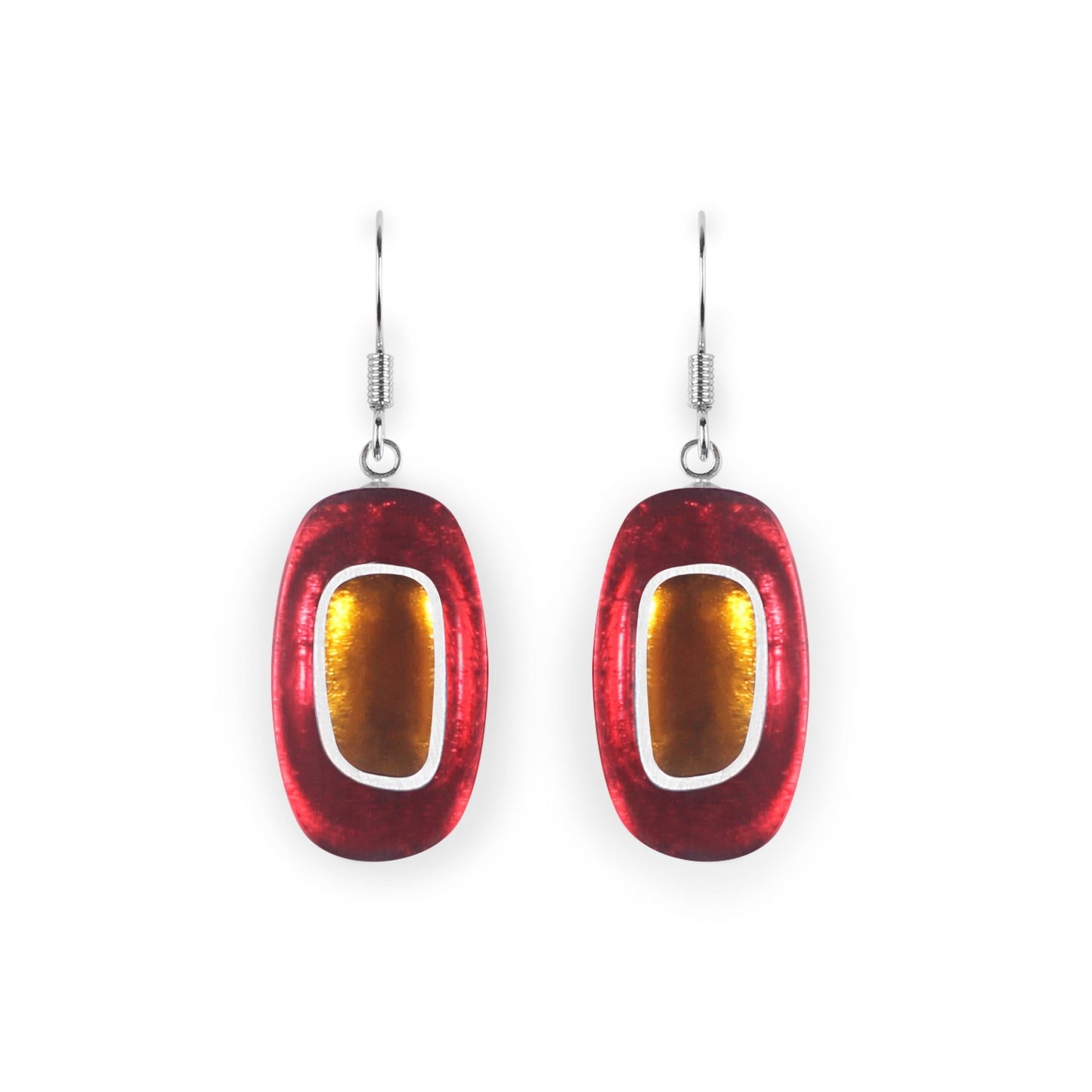 Sangria Retro Ovals Matte Small Fish Hook Earrings | The Jewellery Stop