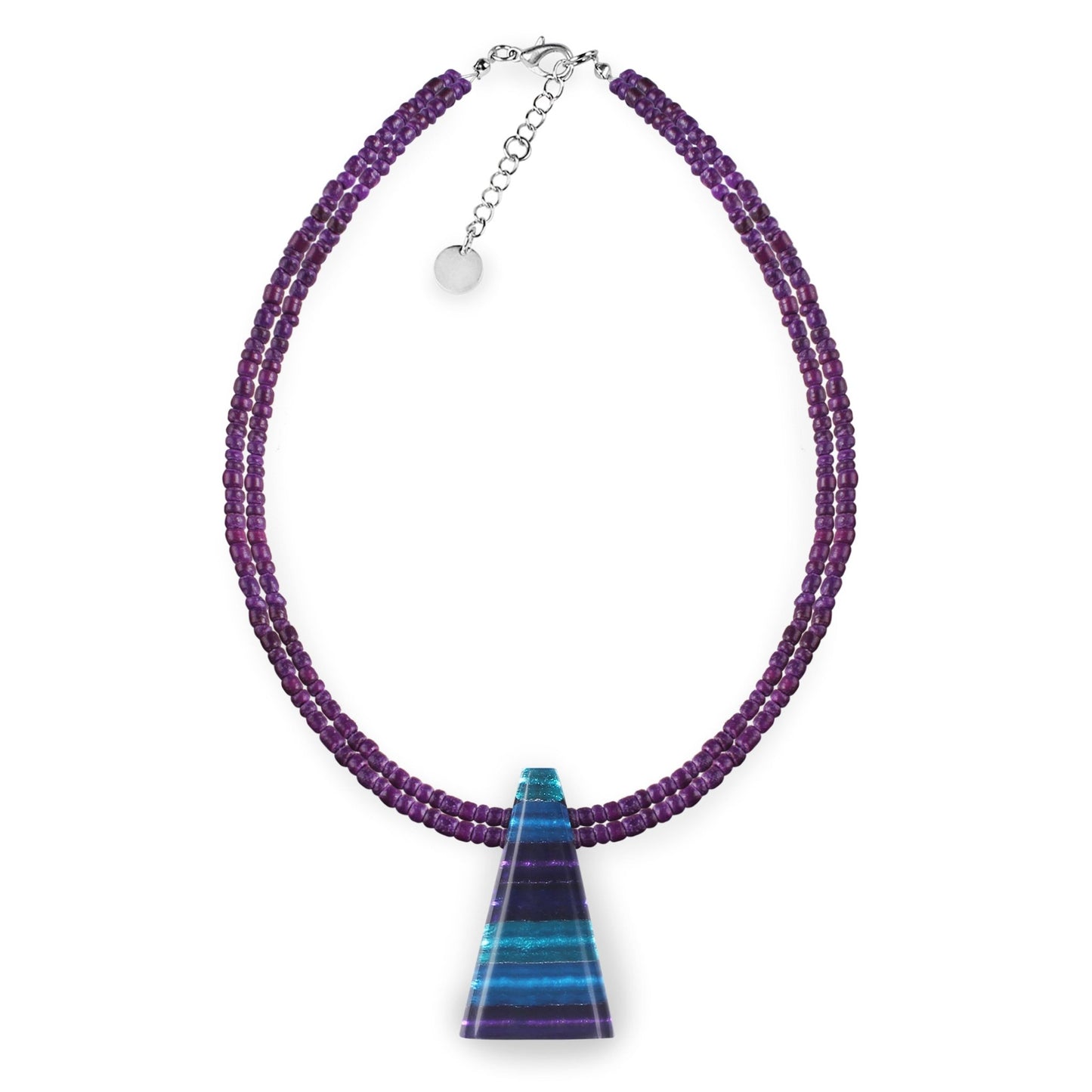 Peacock Triangle Stripes Shiny Pendant on Coco Beads | The Jewellery Stop