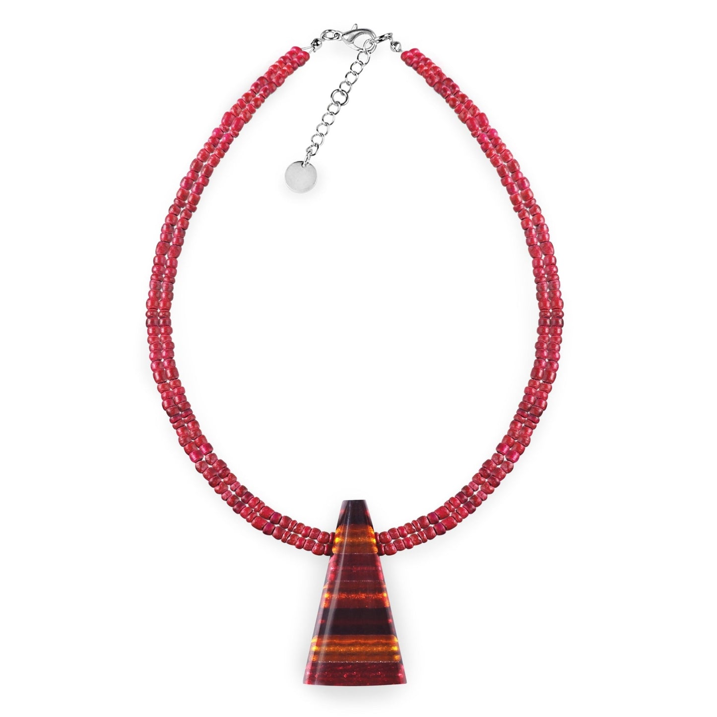 Sangria Triangle Stripes Shiny Pendant on Coco Beads | The Jewellery Stop