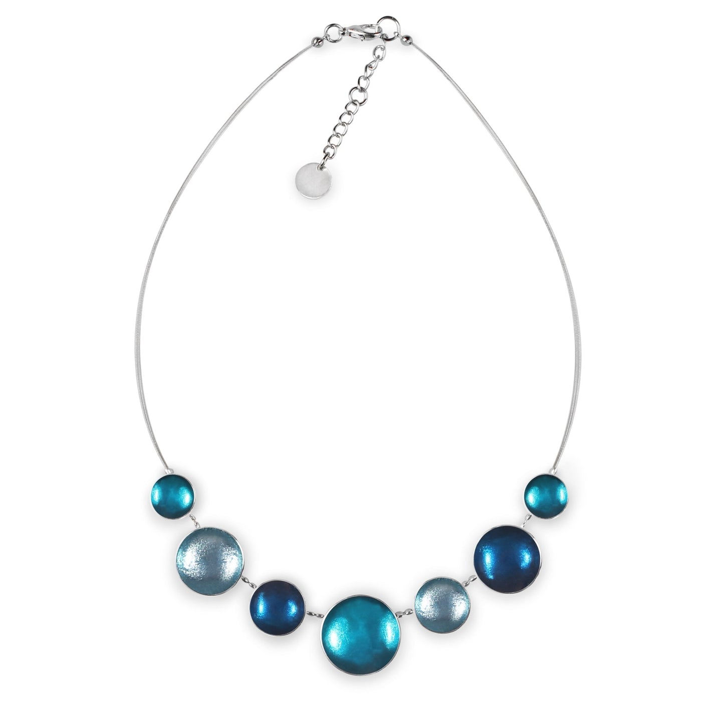 Teal Aluminium Cabouchon Shiny Necklace | The Jewellery Stop