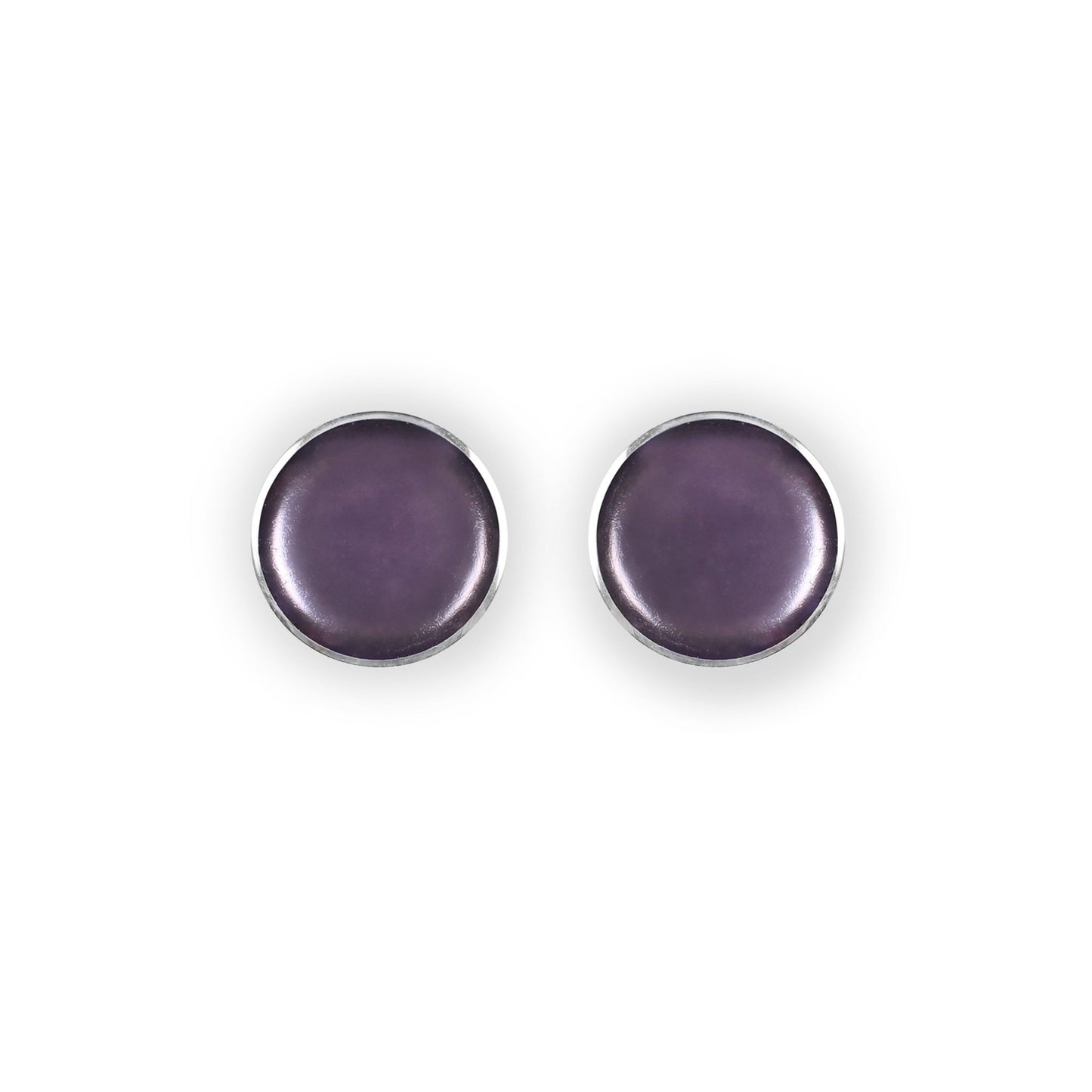 Lilac Aluminium Cabouchon Shiny Stud Earrings | The Jewellery Stop