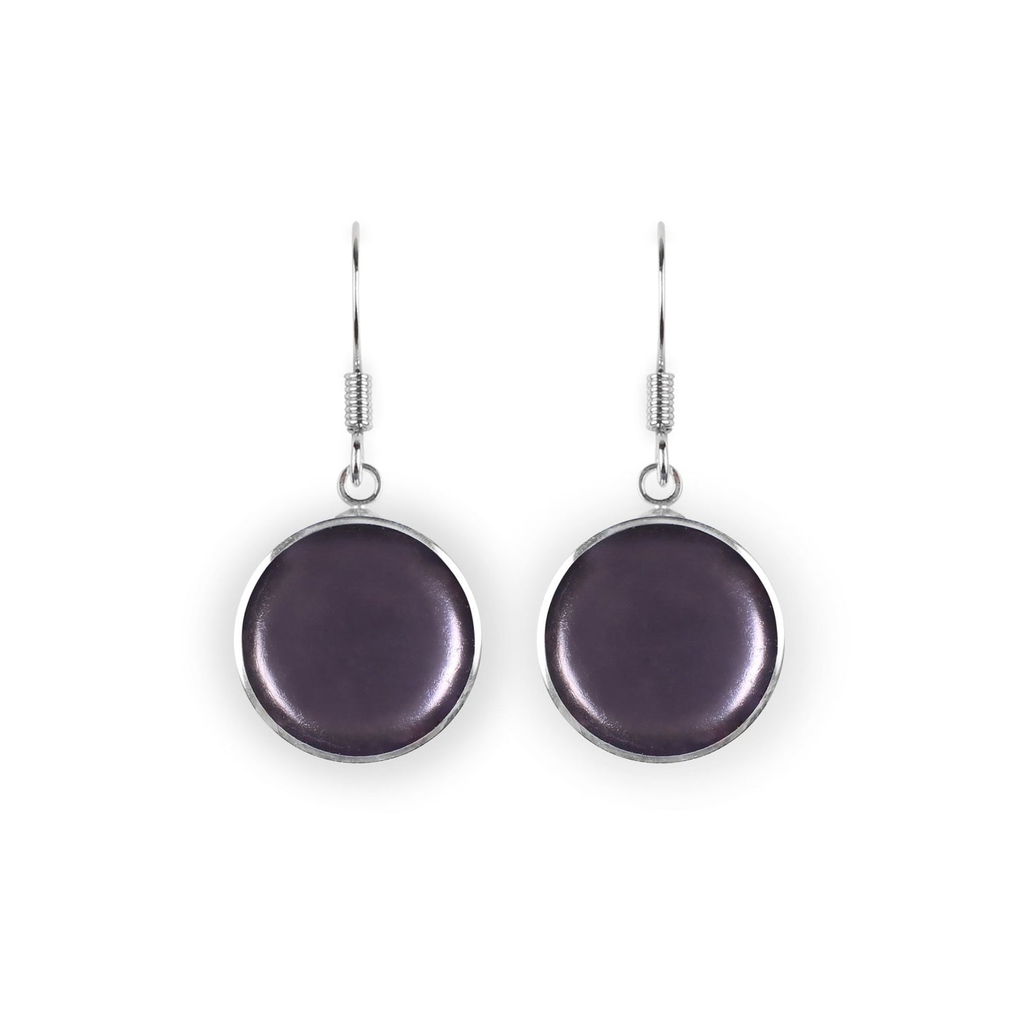 Lilac Aluminium Cabouchon Shiny Fish Hook Earrings | The Jewellery Stop