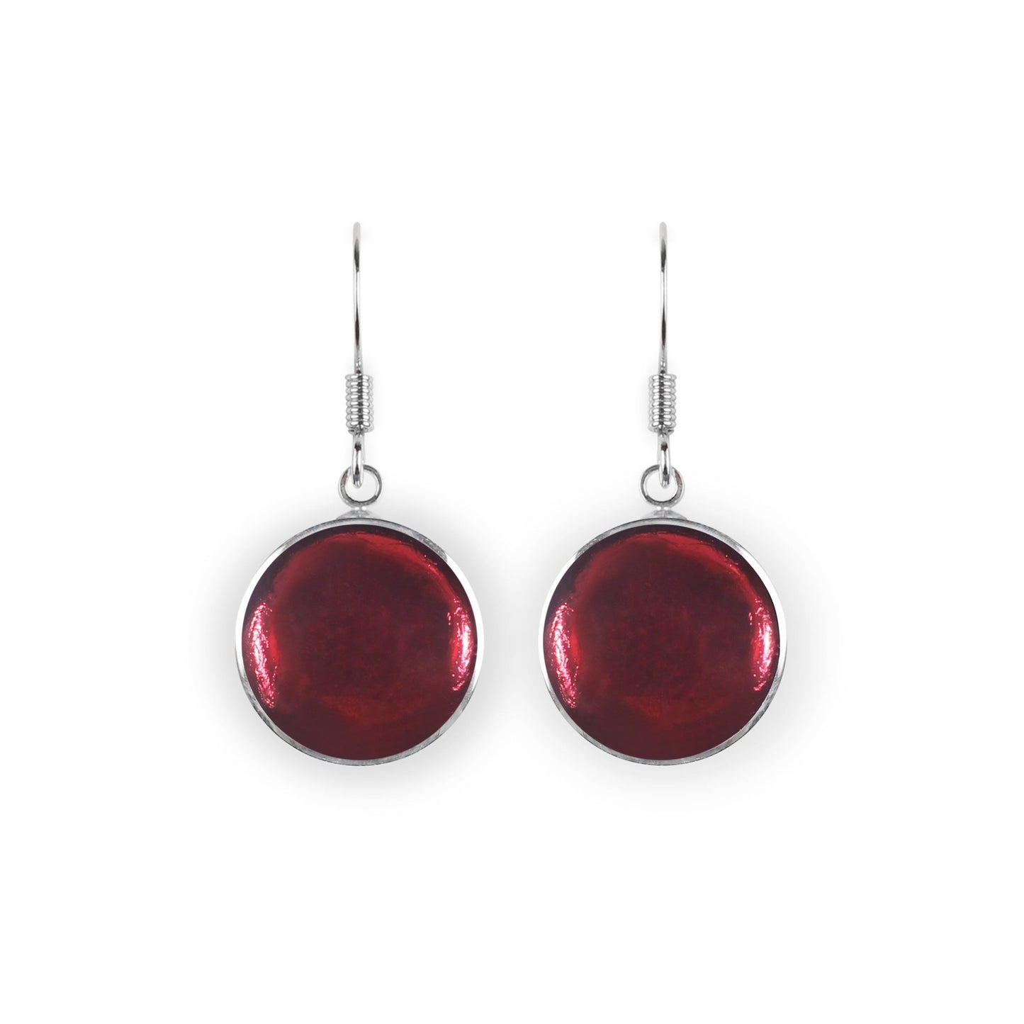 Sangria Aluminium Cabouchon Shiny Fish Hook Earrings | The Jewellery Stop