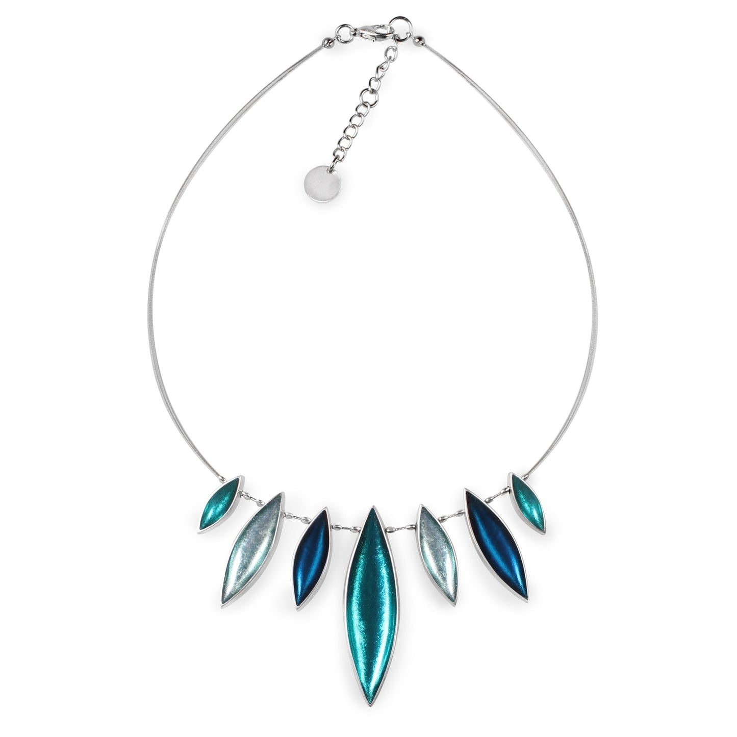 Teal Elliptical Petals Shiny Necklace | The Jewellery Stop