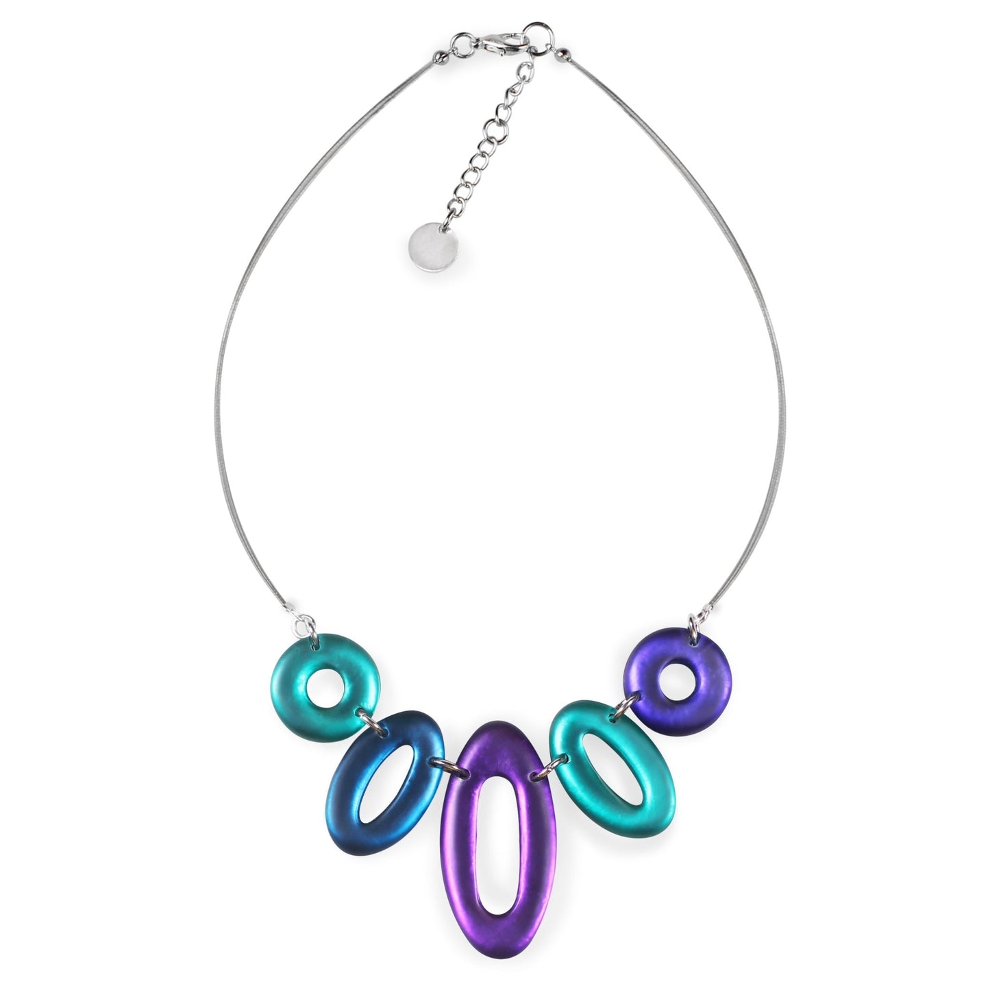 Peacock Hollow Ovals Matte Necklace | The Jewellery Stop