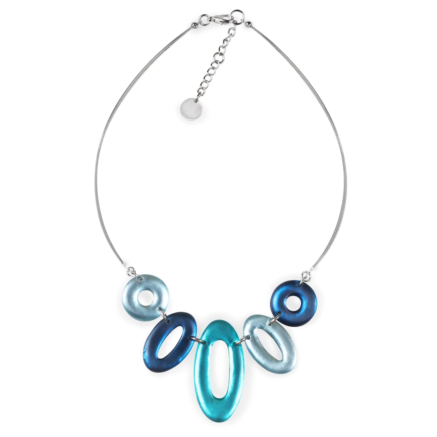 Teal Hollow Ovals Matte Necklace | The Jewellery Stop