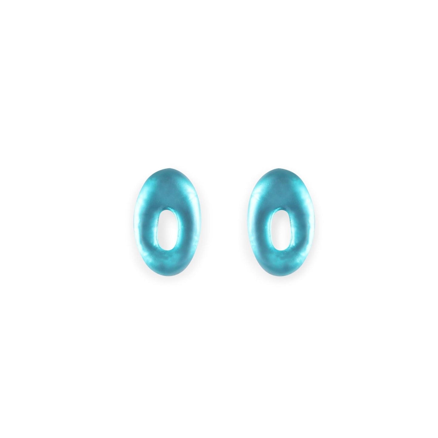 Teal Hollow Ovals Matte Stud Earrings | The Jewellery Stop