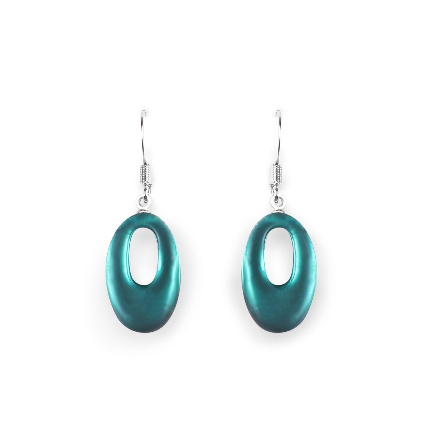 Everglade Hollow Ovals Matte Fish Hook Earrings | The Jewellery Stop