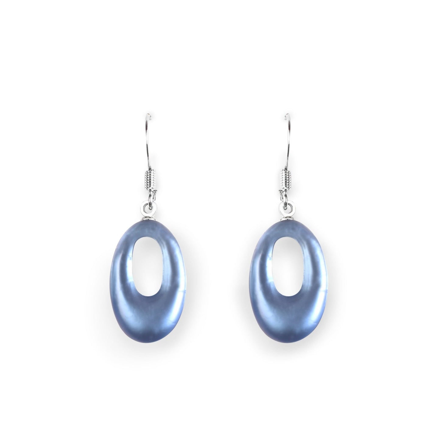 Lupin Hollow Ovals Matte Fish Hook Earrings | The Jewellery Stop