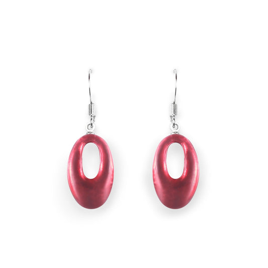 Sangria Hollow Ovals Matte Fish Hook Earrings | The Jewellery Stop