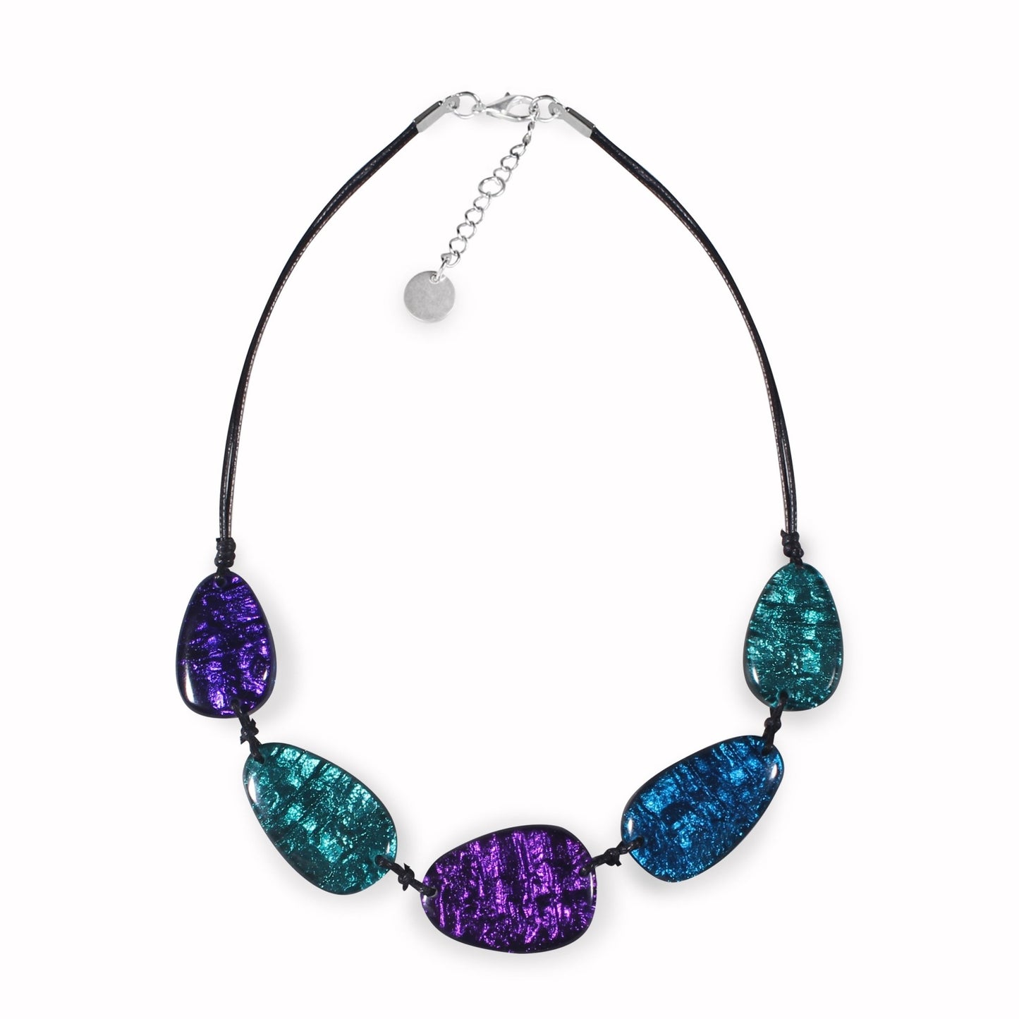 Peacock Textured Pebble Shiny Necklace | The Jewellery Stop