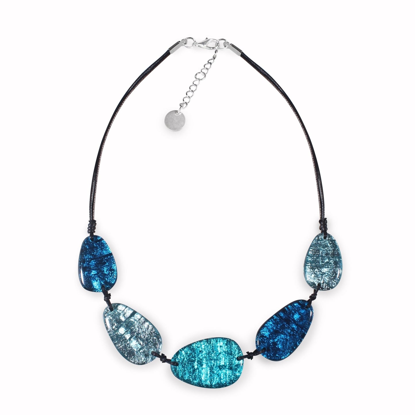 Teal Textured Pebble Shiny Necklace | The Jewellery Stop