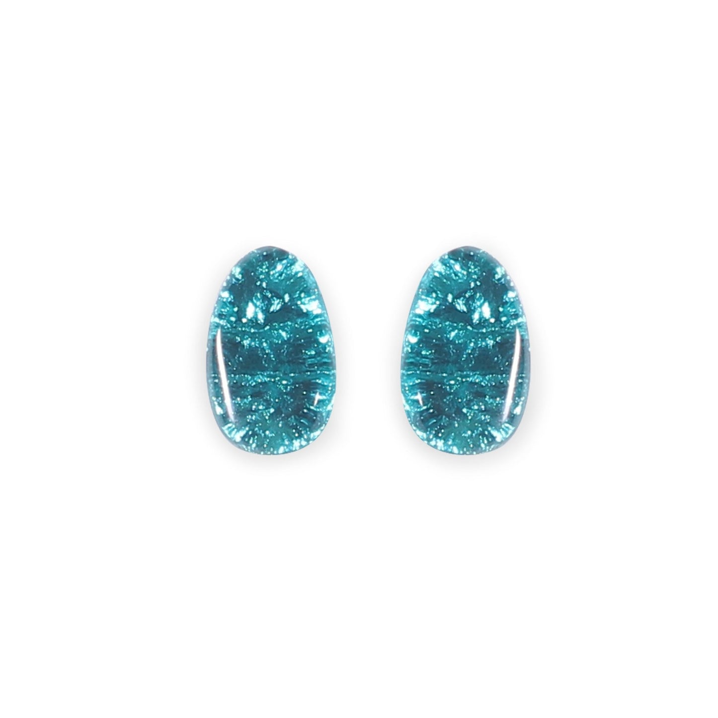 Teal Textured Pebble Shiny Stud Earrings | The Jewellery Stop