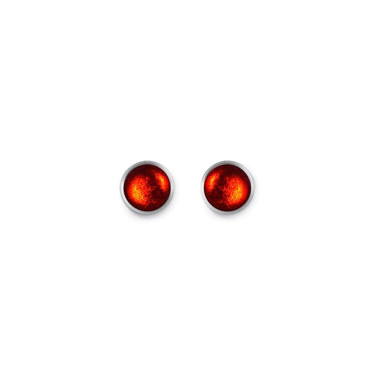 Red Metal Buttons Shiny Small Stud Earrings | The Jewellery Stop