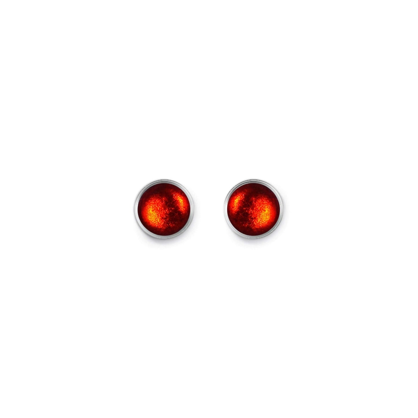 Red Metal Buttons Shiny Small Stud Earrings | The Jewellery Stop