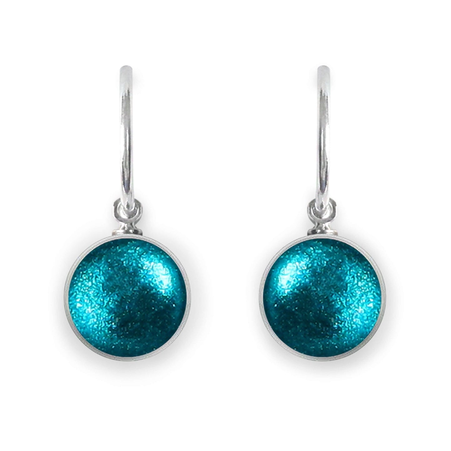 Teal Metal Buttons Shiny Creole Earrings | The Jewellery Stop
