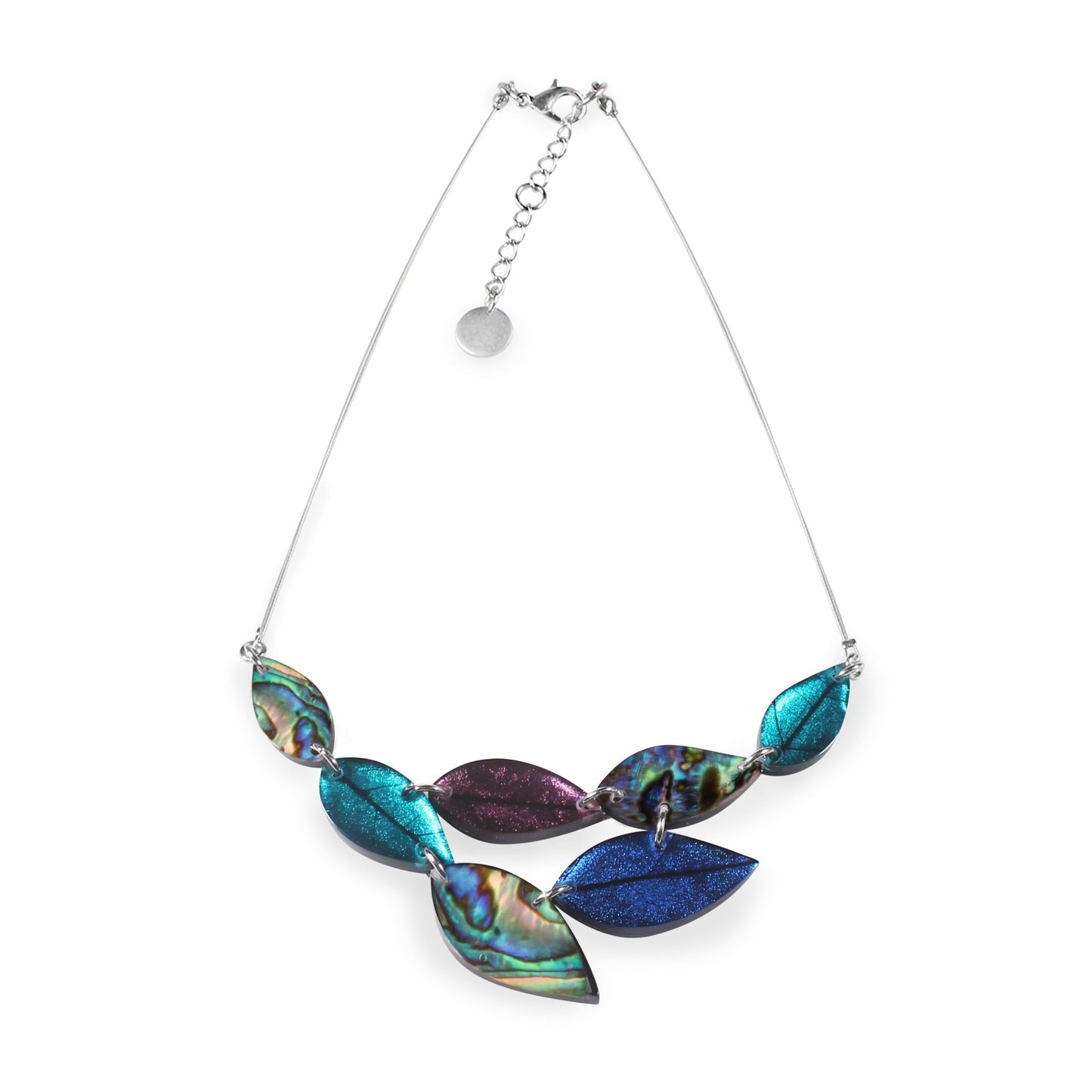 Paua Paua Shell Skeletal Leaf Shiny Necklace | The Jewellery Stop