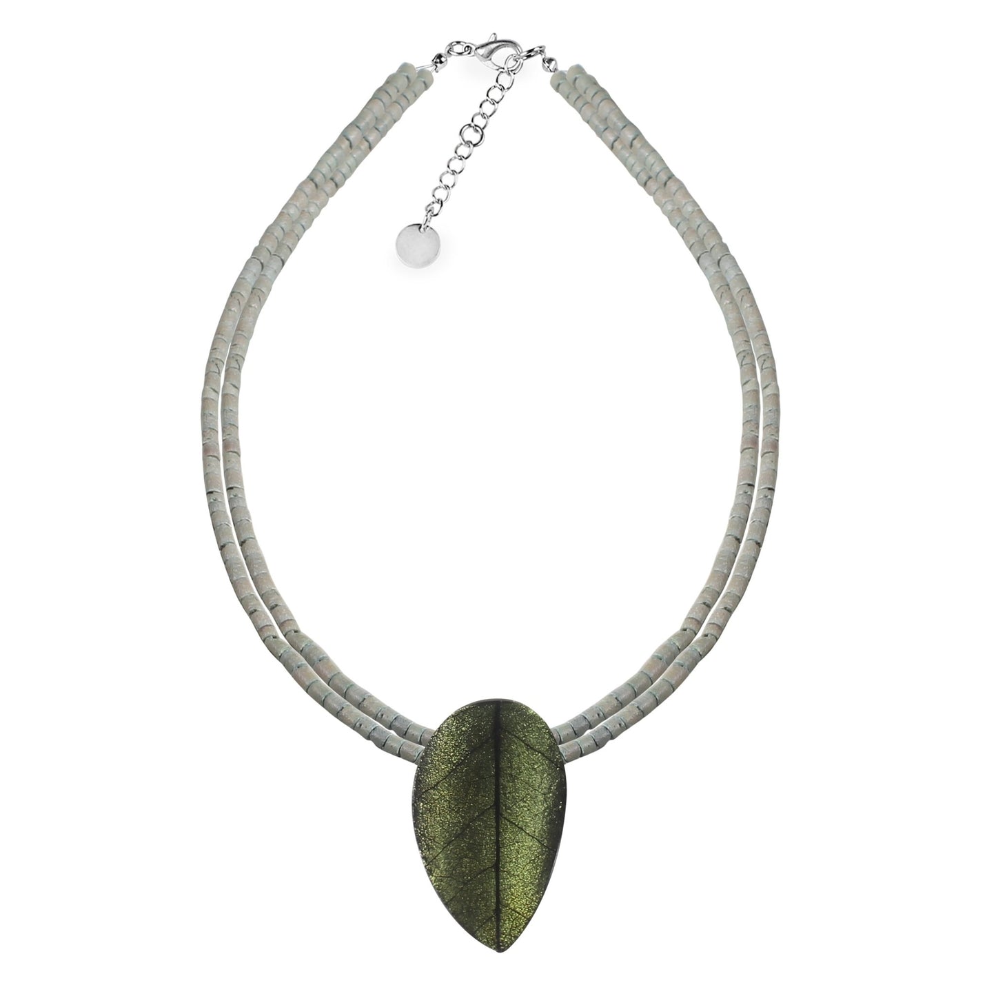 Moss Curved Leaf Shiny Pendant on Coco | The Jewellery Stop