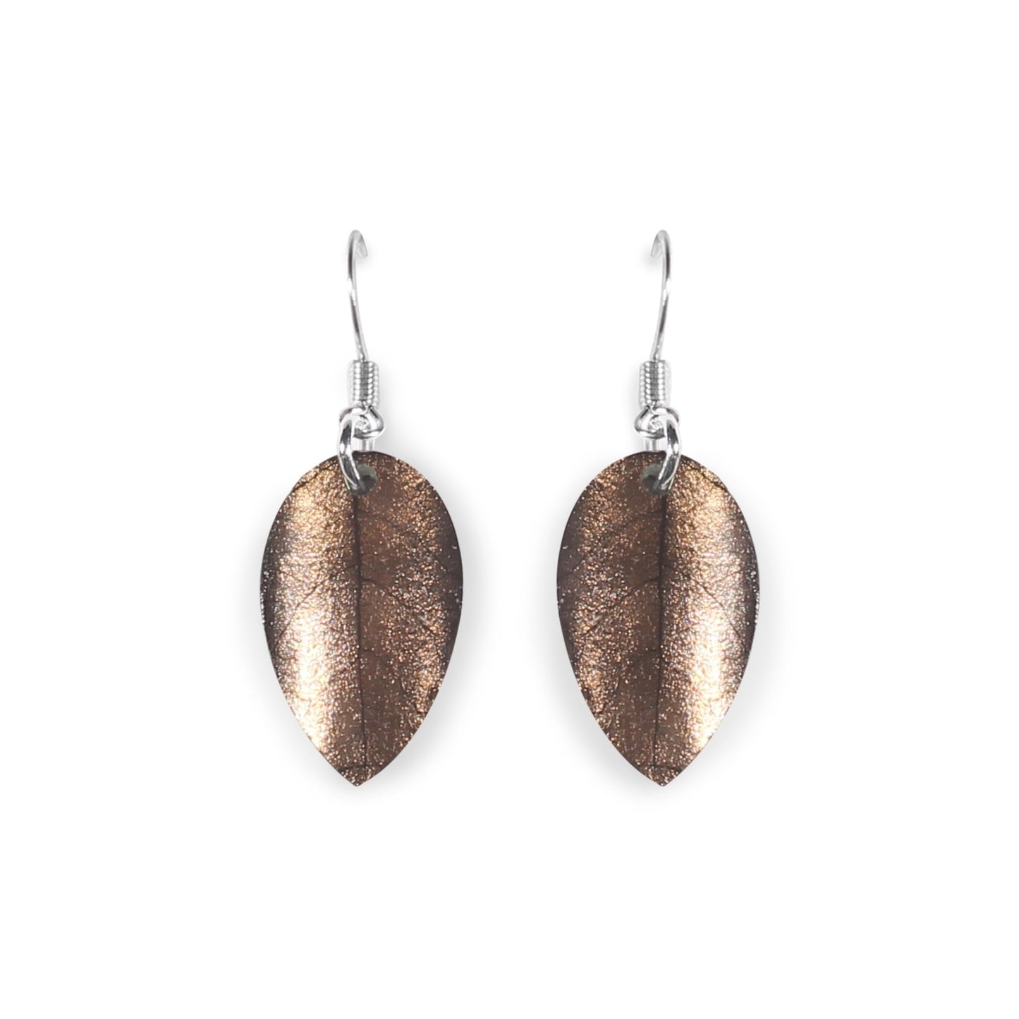 Gold Curved Leaf Shiny Fish Hook Earrings | The Jewellery Stop