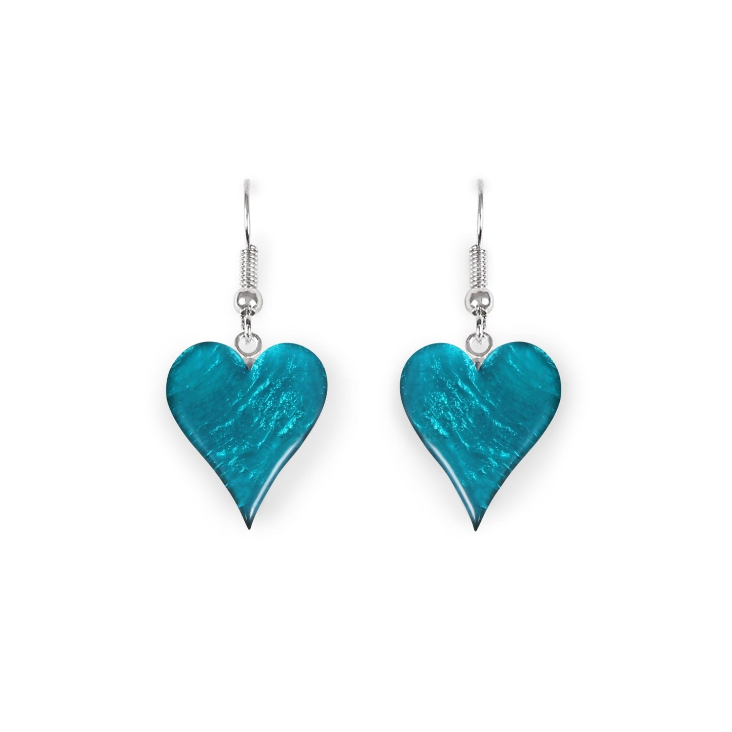 Teal Cupid Shiny Fish Hook Earrings | The Jewellery Stop