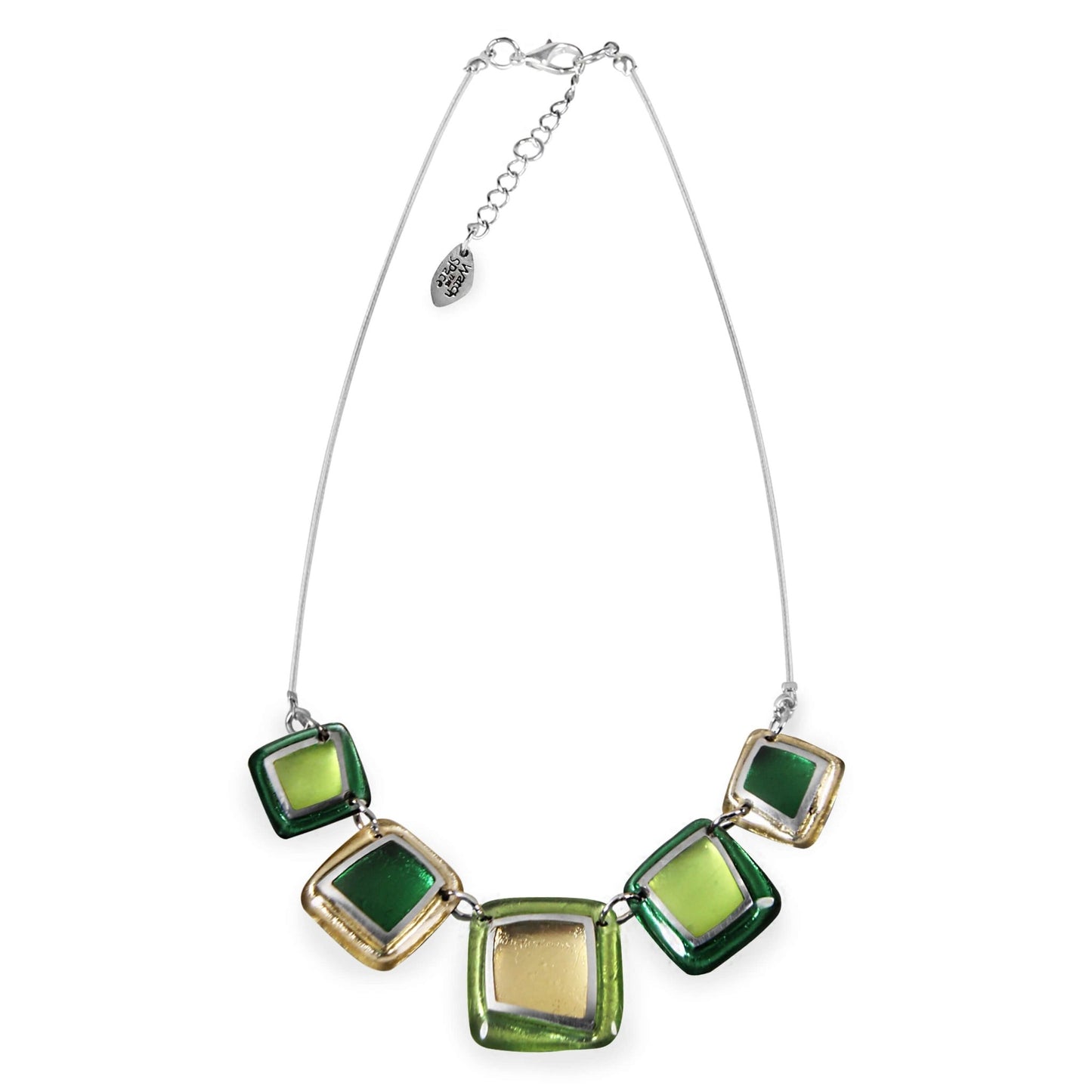 Kiwi Irregular Squares Shiny Necklace | The Jewellery Stop
