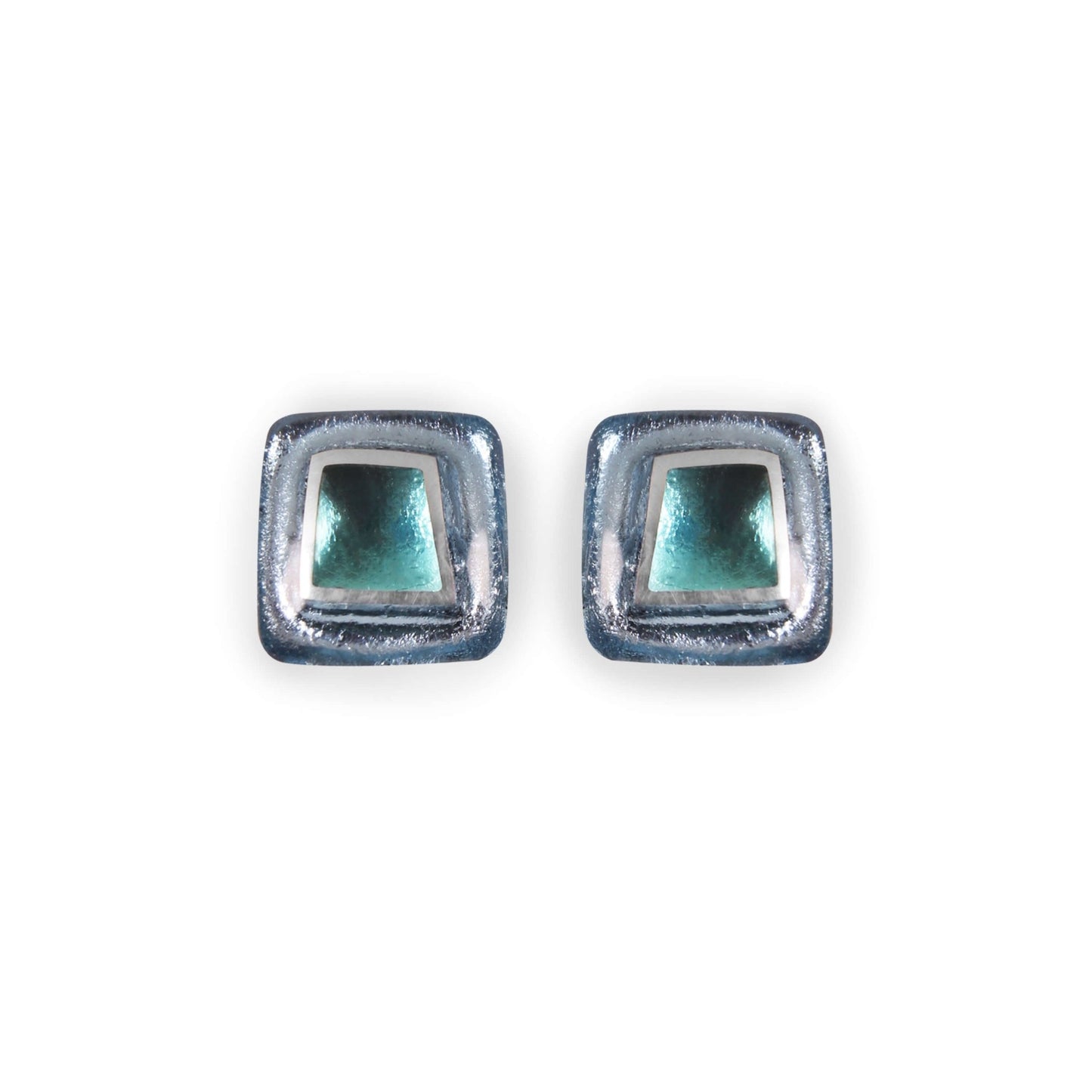 Arctic Irregular Squares Shiny Stud Earrings | The Jewellery Stop