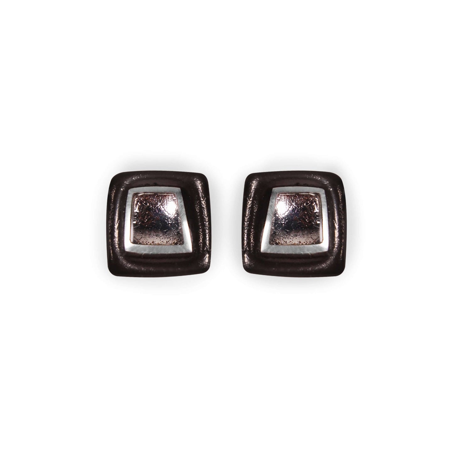 Black Irregular Squares Shiny Stud Earrings | The Jewellery Stop